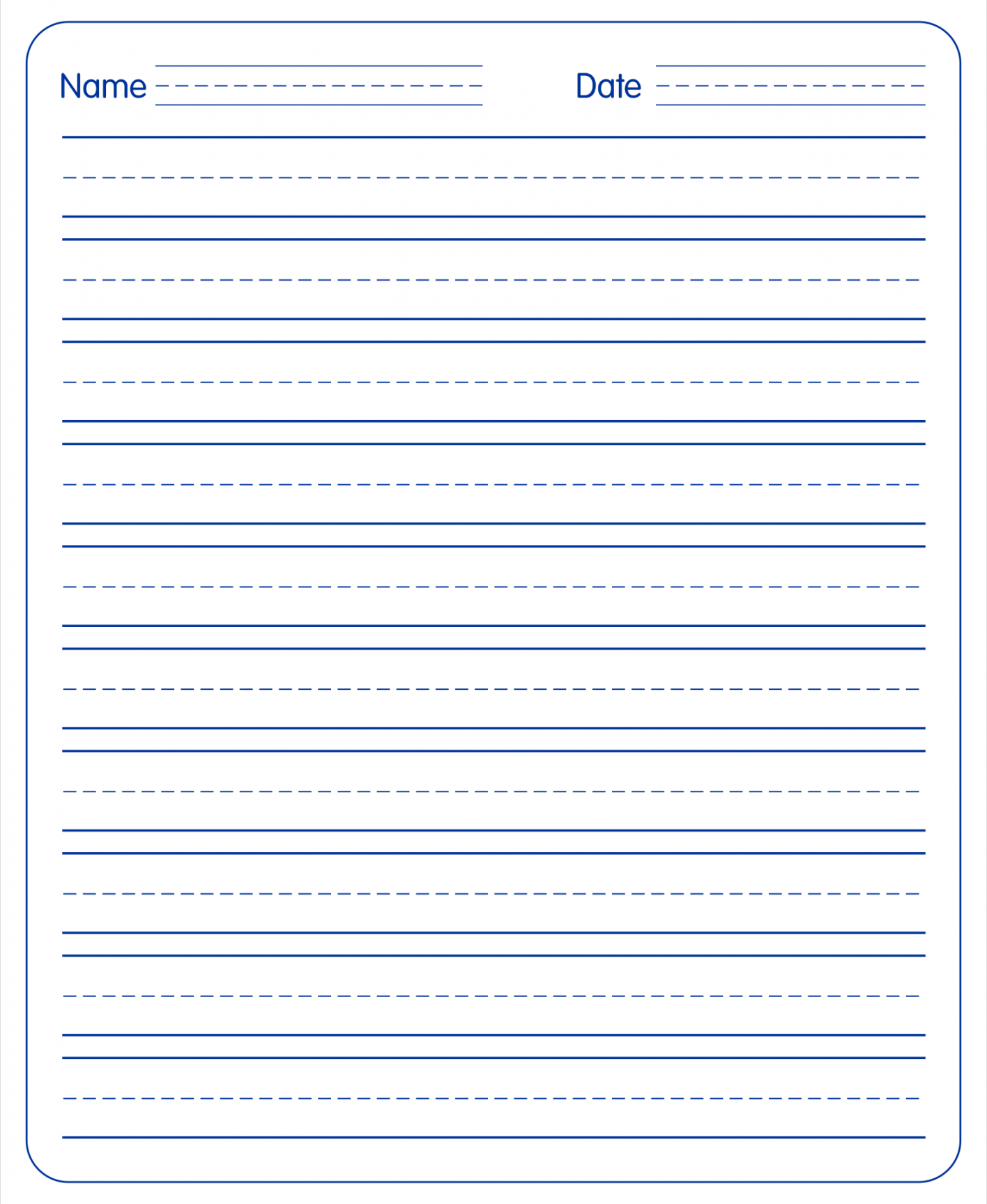 Best Free Printable Handwriting Paper - printablee - Printable Kindergarten Writing Paper Pdf