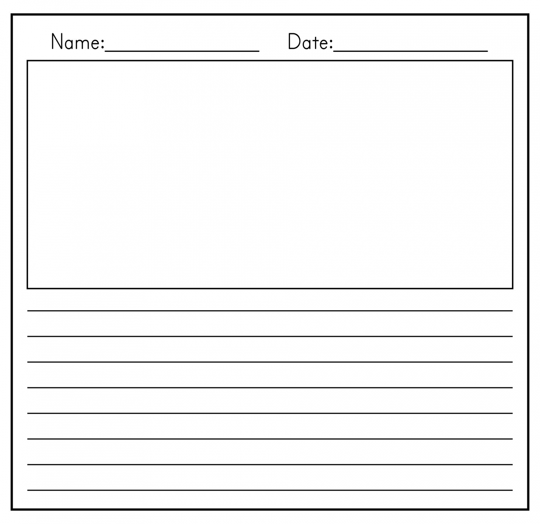 Best Printable Primary Writing Paper Template - printablee - Free Printable Lined Paper With Picture Box