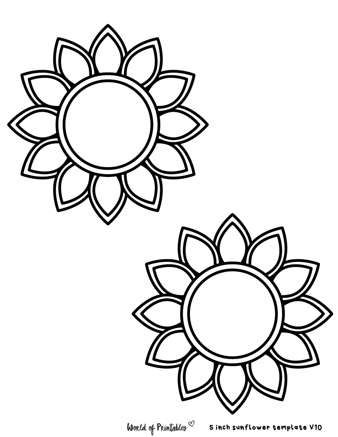 Best Sunflower Templates - World of Printables - FREE Printables - Downloadable Paper Sunflower Template