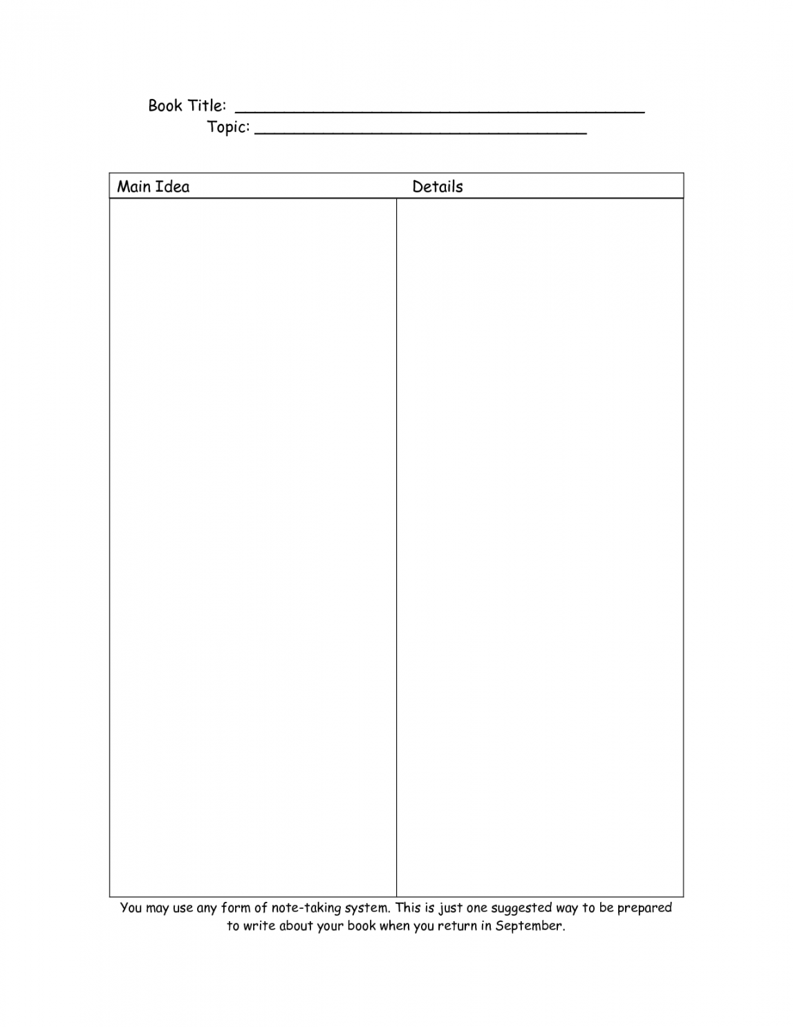 Blank++Column+Chart+Template  Notes template, Templates, Graphic  - FREE Printables - Two Column
