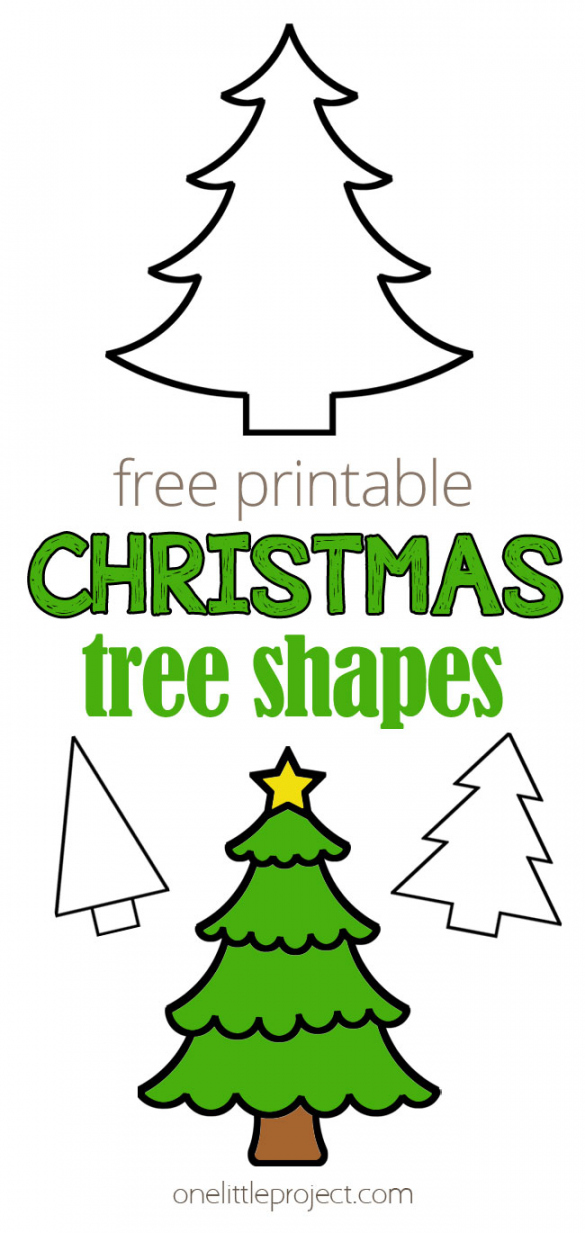Christmas Tree Template  Free Printable Christmas Tree Outlines - FREE Printables - Christmas Tree Cutouts