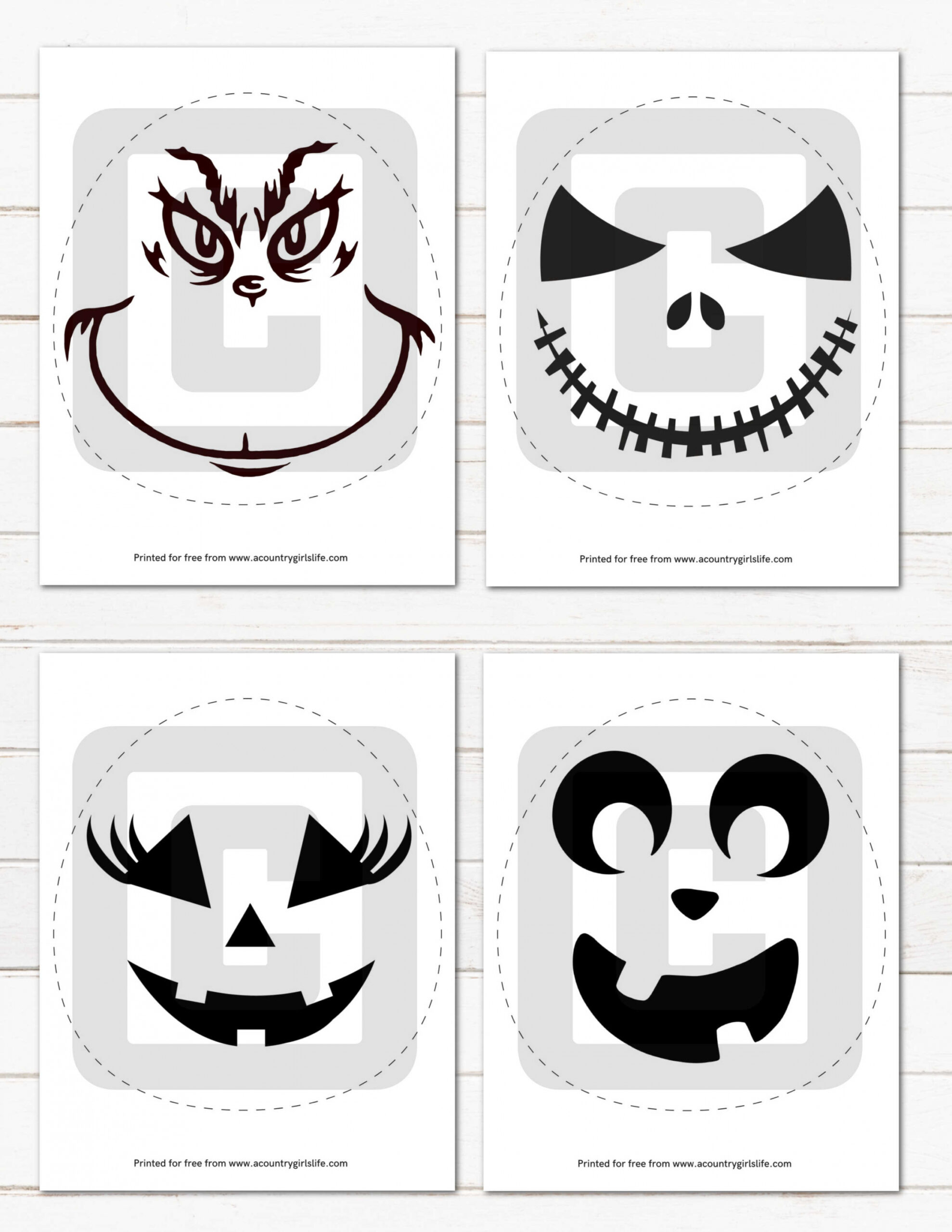 + EASY FREE Printable Pumpkin Carving Stencils! - A Country  - FREE Printables - Free Pumpkin Templates