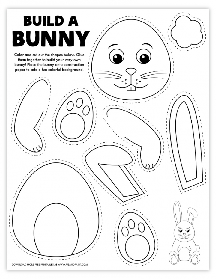 Free Printable Build a Bunny Coloring Page - Pjs and Paint - FREE Printables - Free Bunny Printables