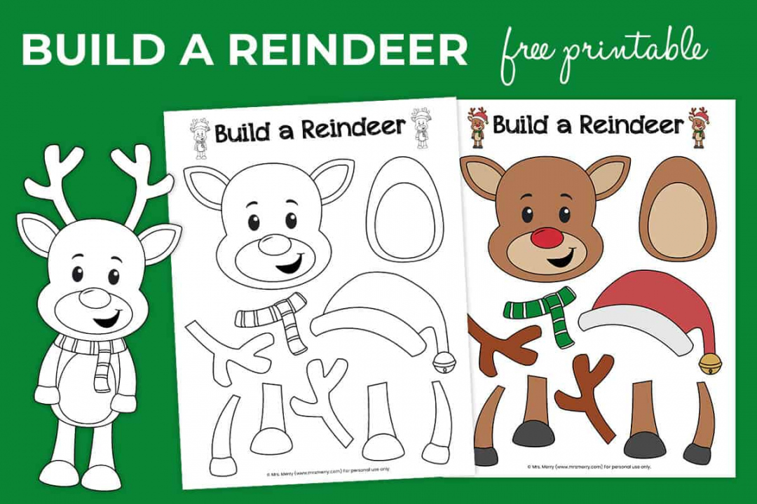 Free Printable Build a Reindeer Activity  Mrs - Cut Out Reindeer Template Printable