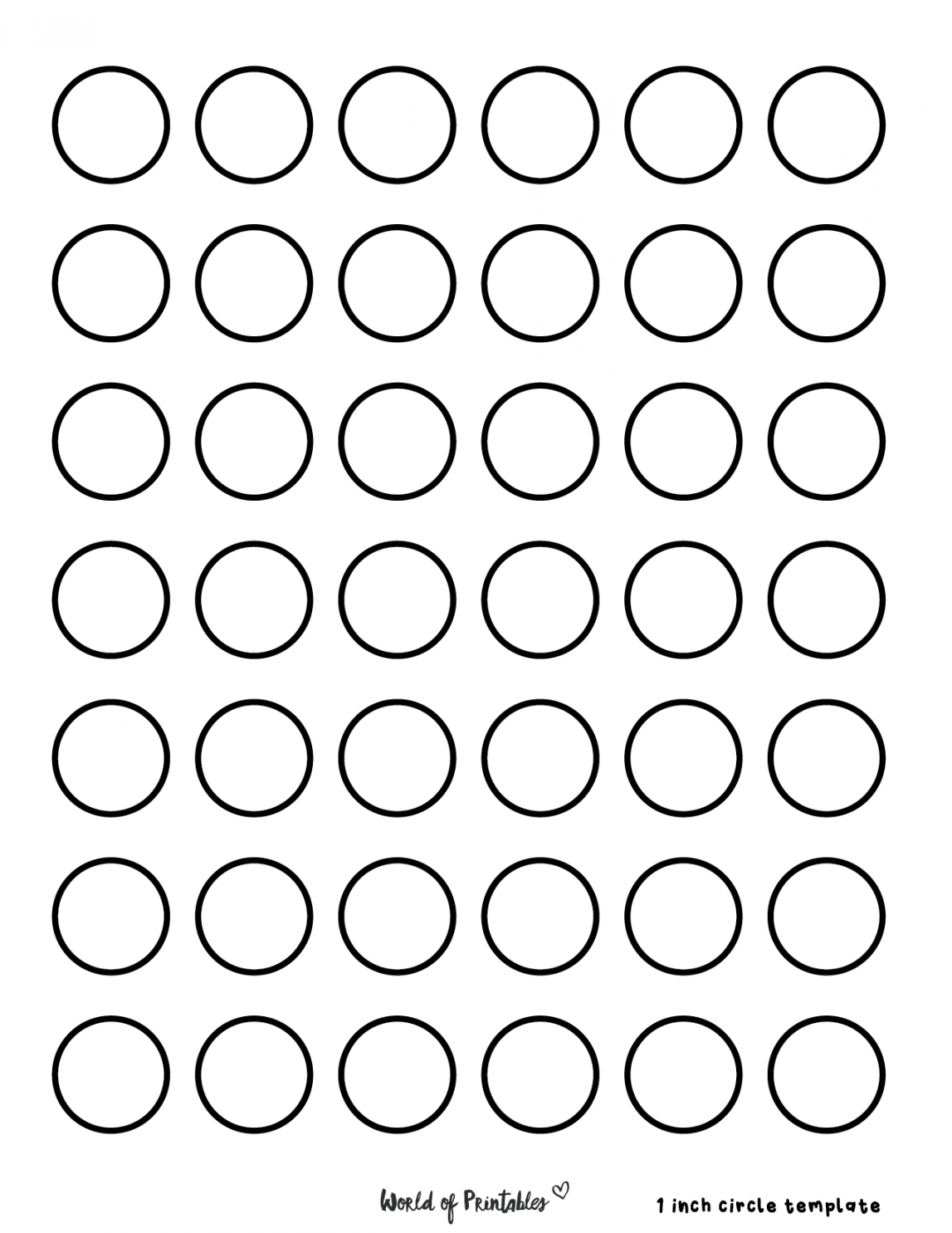Free Printable Circle Templates - Various Sizes - World of Printables - FREE Printables - 1 Inch Circles
