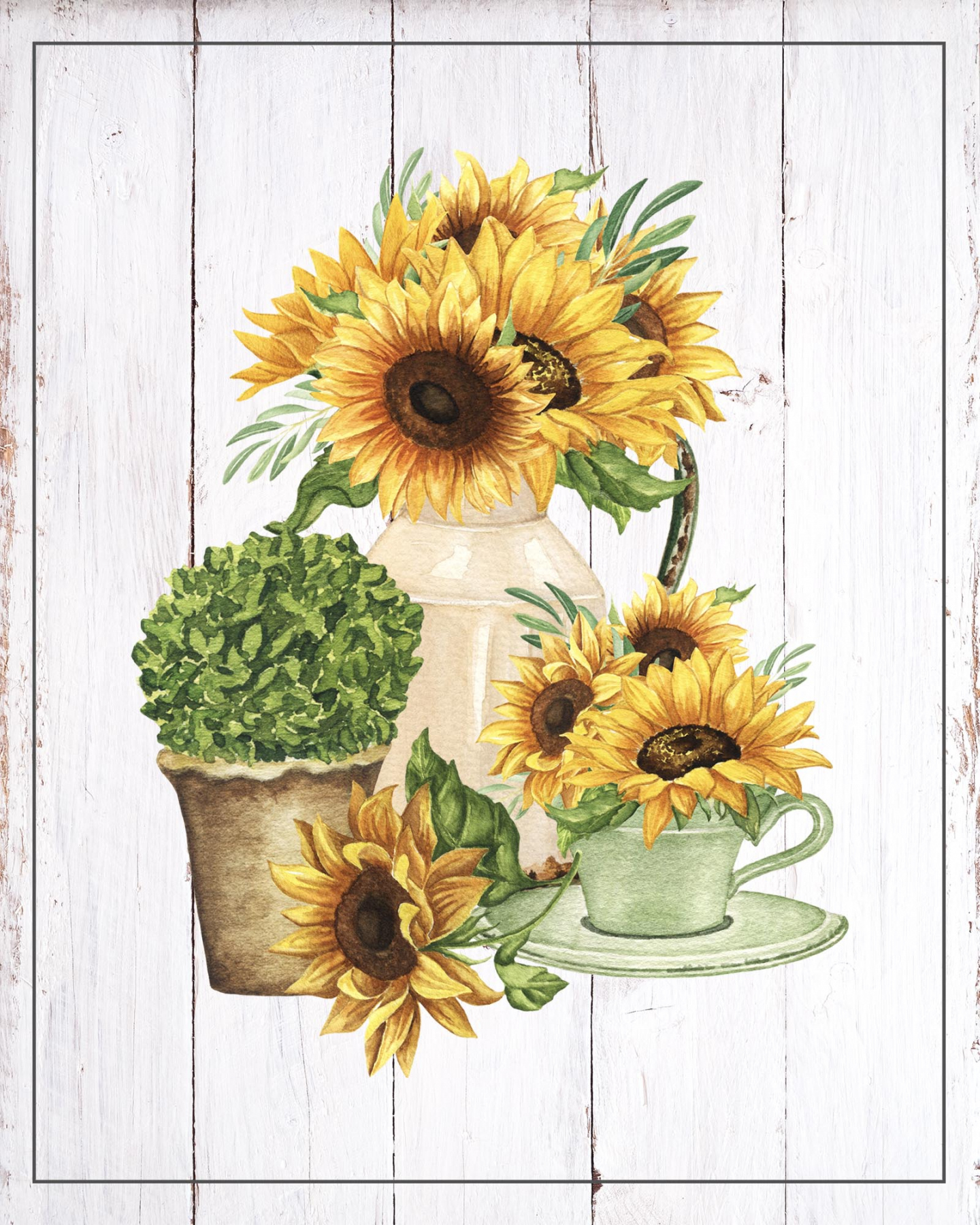 Free Printable Farmhouse Sunflower Vignettes - The Cottage Market - FREE Printables - Free Printable Sunflower