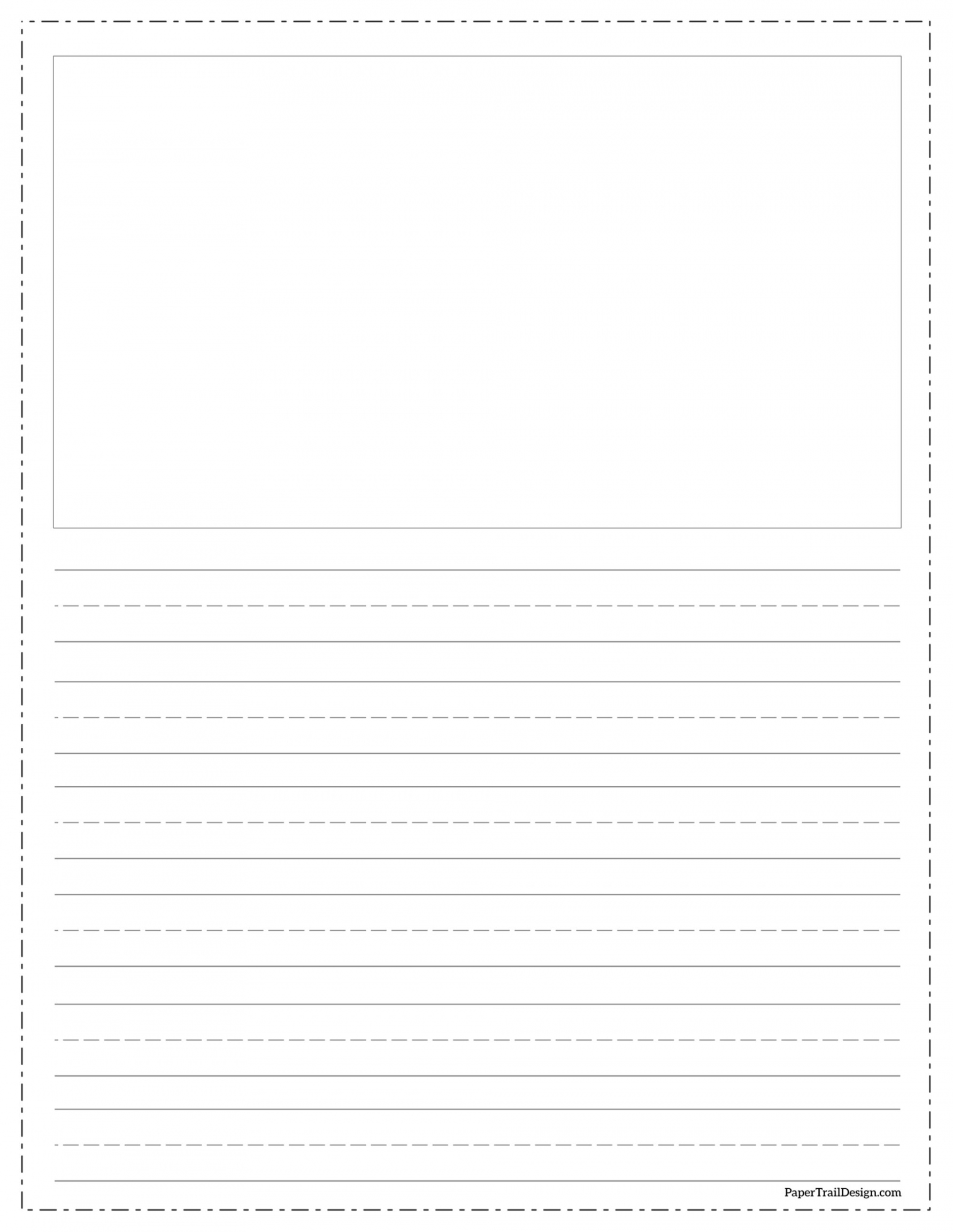 Free Printable Lined Writing Paper with Drawing Box - Paper Trail  - FREE Printables - Lined Paper With Picture Box