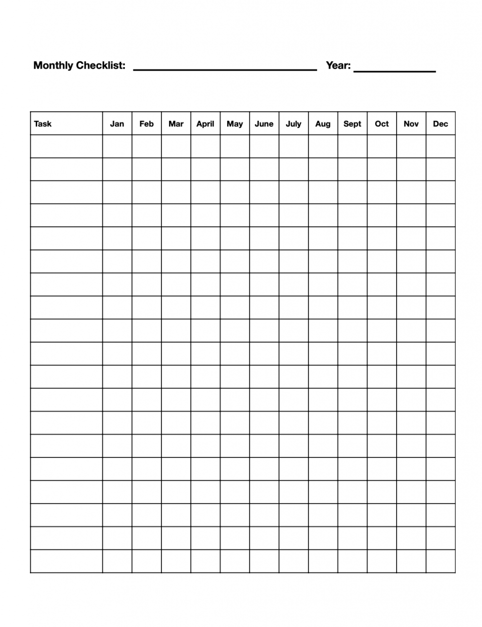 Free Printable Monthly Task Checklist - Daily Printables - FREE Printables - Monthly Checklist