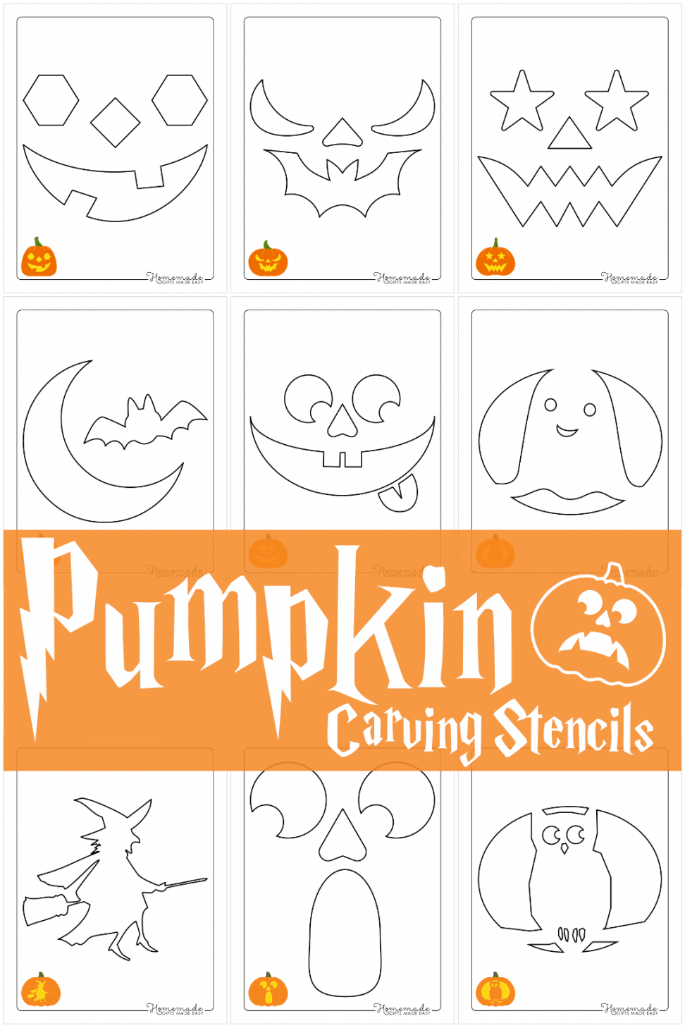 Free Printable Pumpkin Carving Stencils for Halloween - FREE Printables - Pumpkin Template