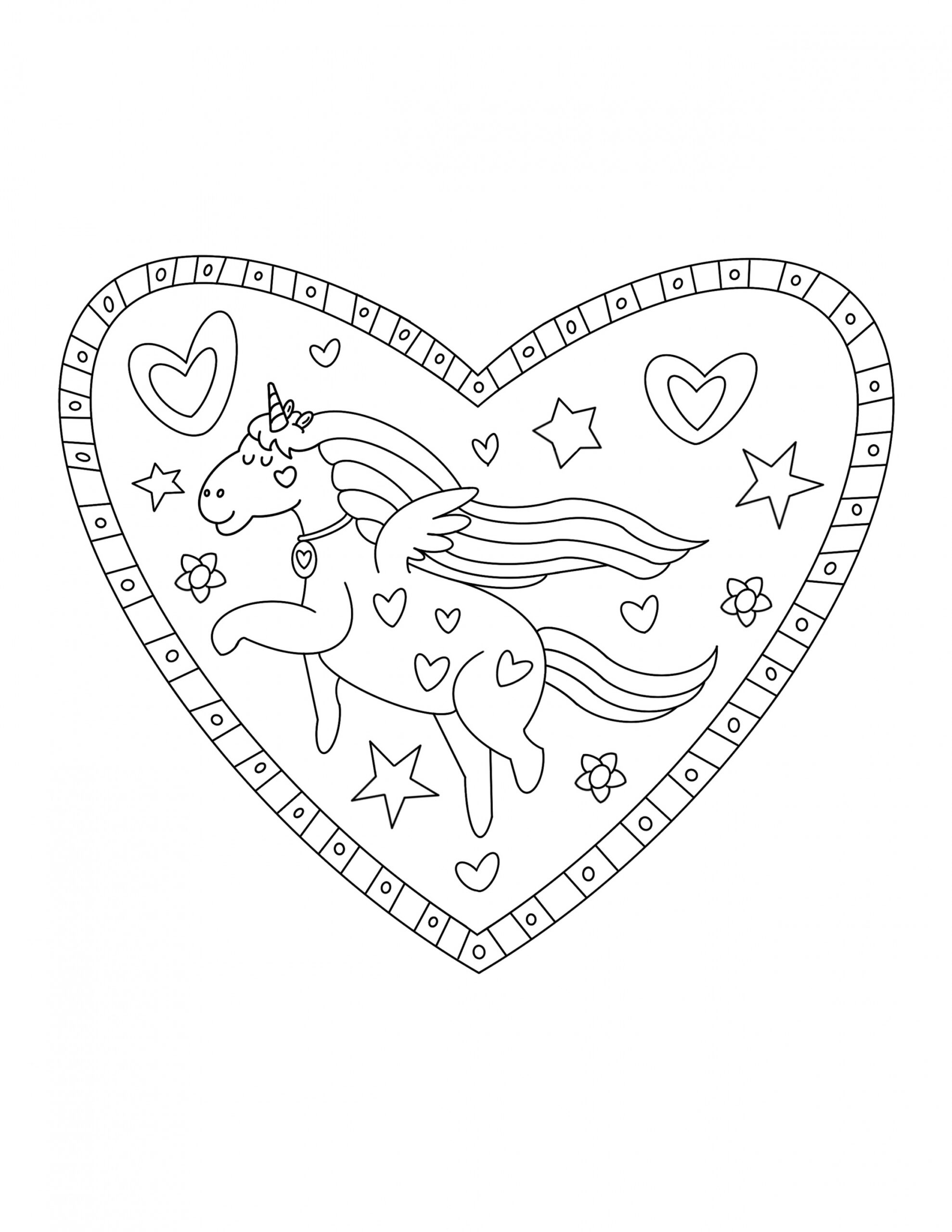Free Unicorn Coloring Pages - Daily Printables - FREE Printables - Unicorn Heart Coloring Pages