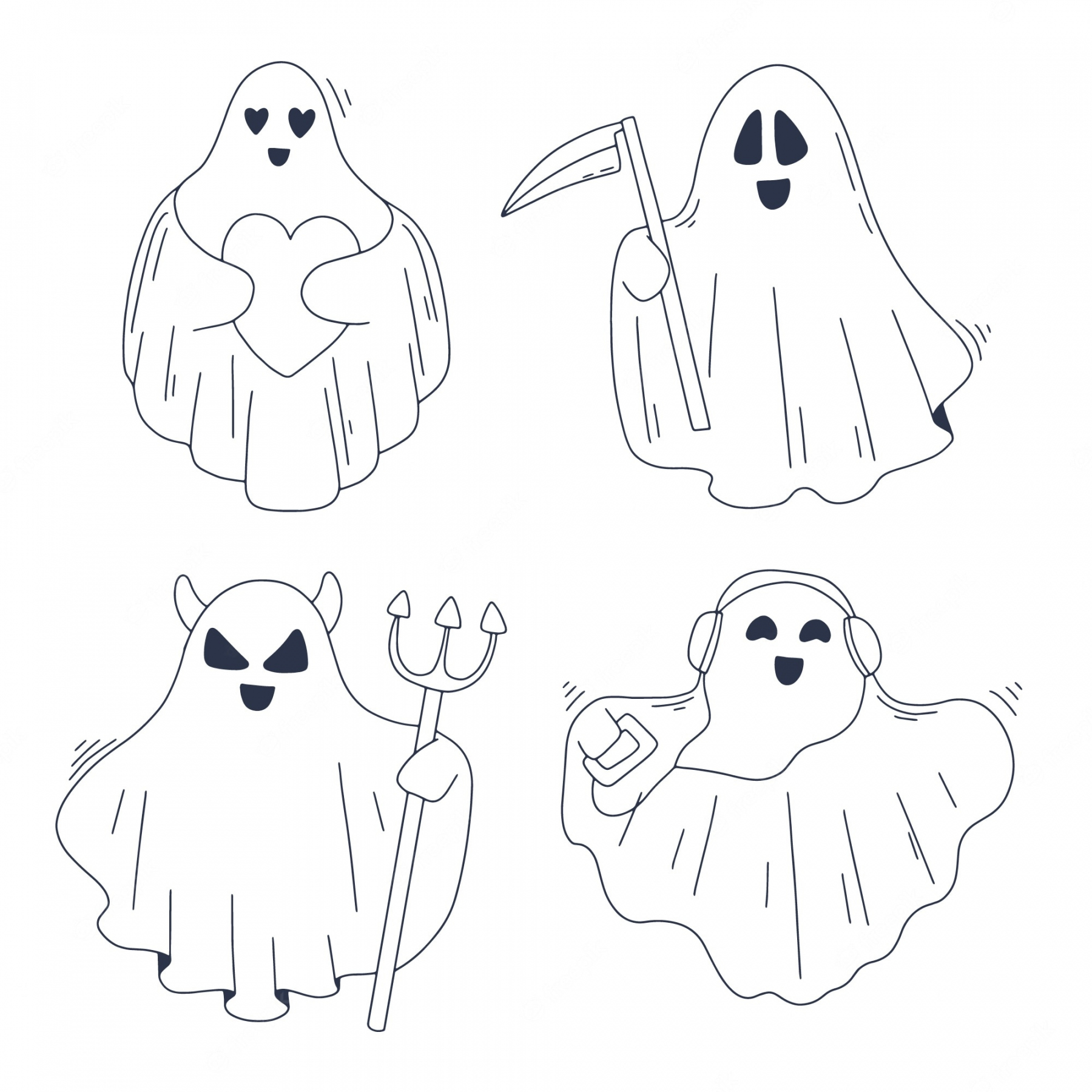 Ghost Outline Images - Free Download on Freepik - FREE Printables - Ghost Outline