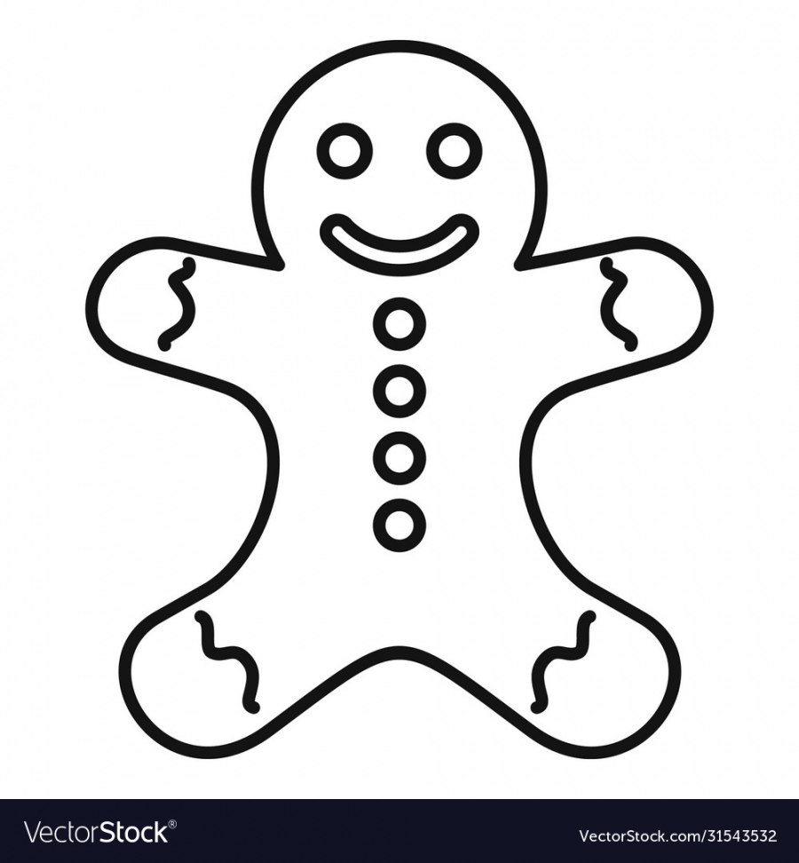 Gingerbread man icon outline style Royalty Free Vector Image - FREE Printables - Gingerbread Outline