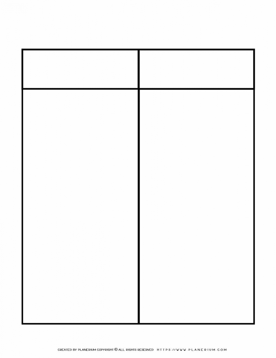 Graphic Organizer Templates - Two Columns One Row Chart  Planerium - FREE Printables - 2 Column Chart