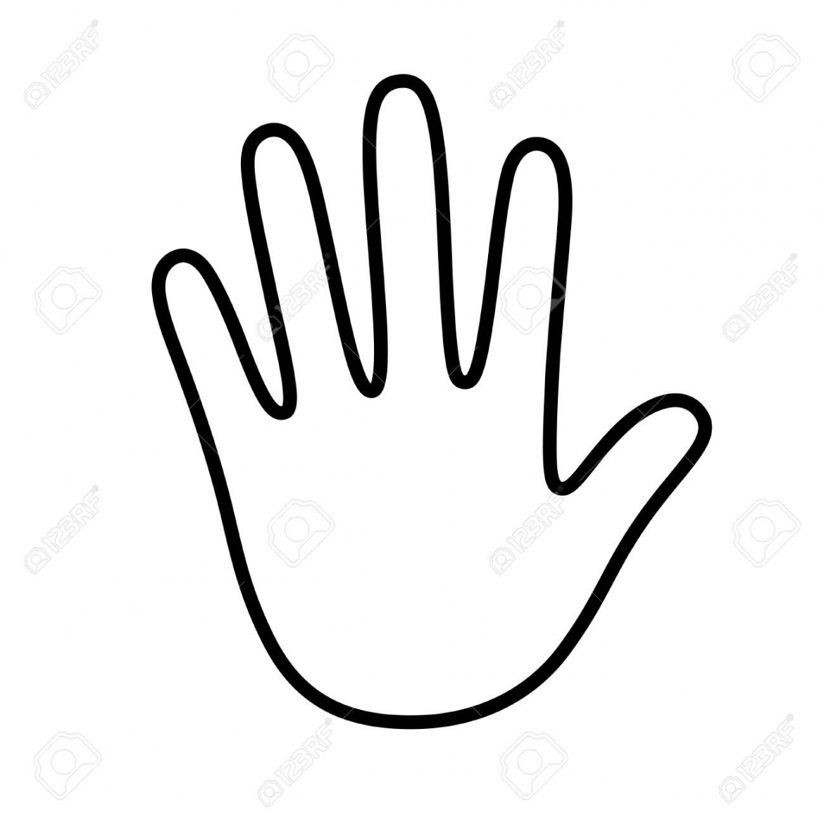 Human Palm Outline, Stylized Handprint Trace - Traced Hand
