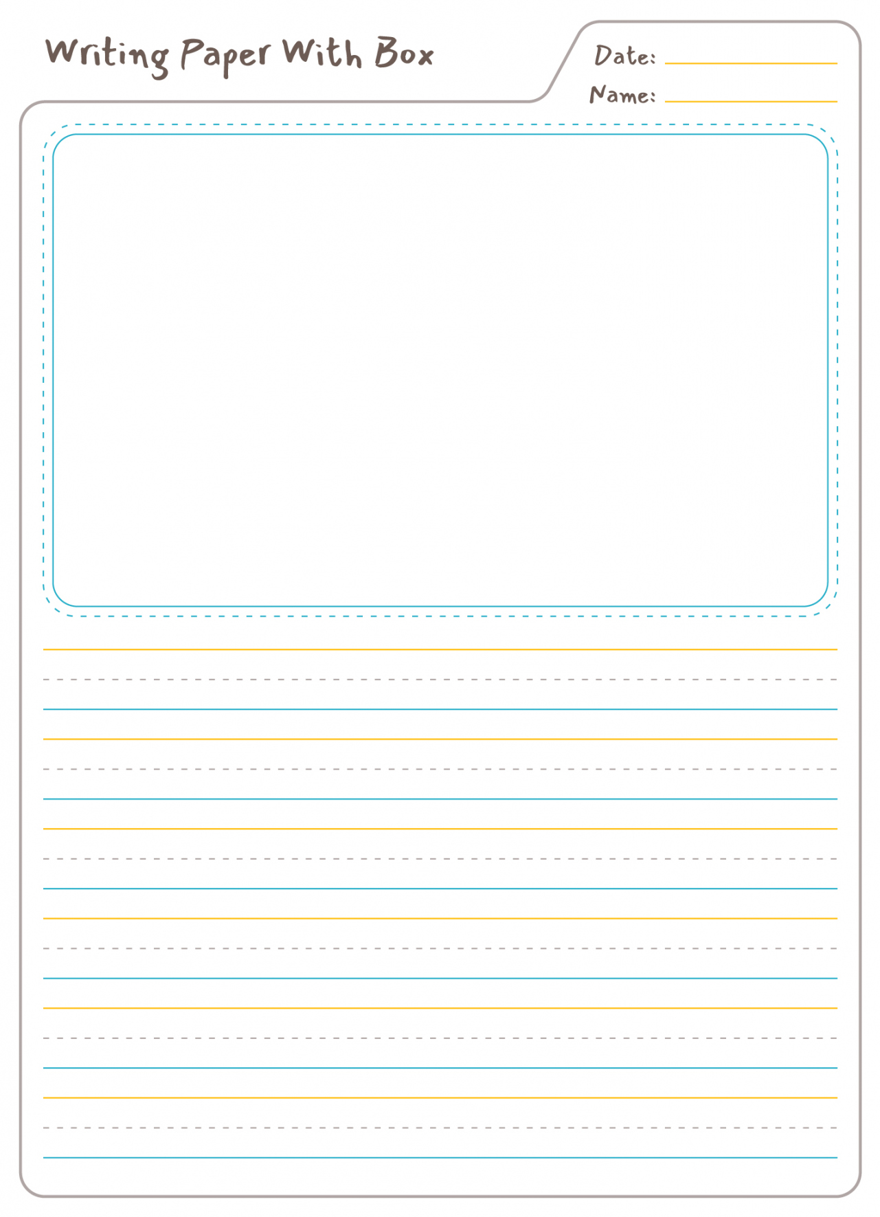 Lined Paper With Picture Box Free Google Docs Template - gdoc - Lined Paper With Picture Box