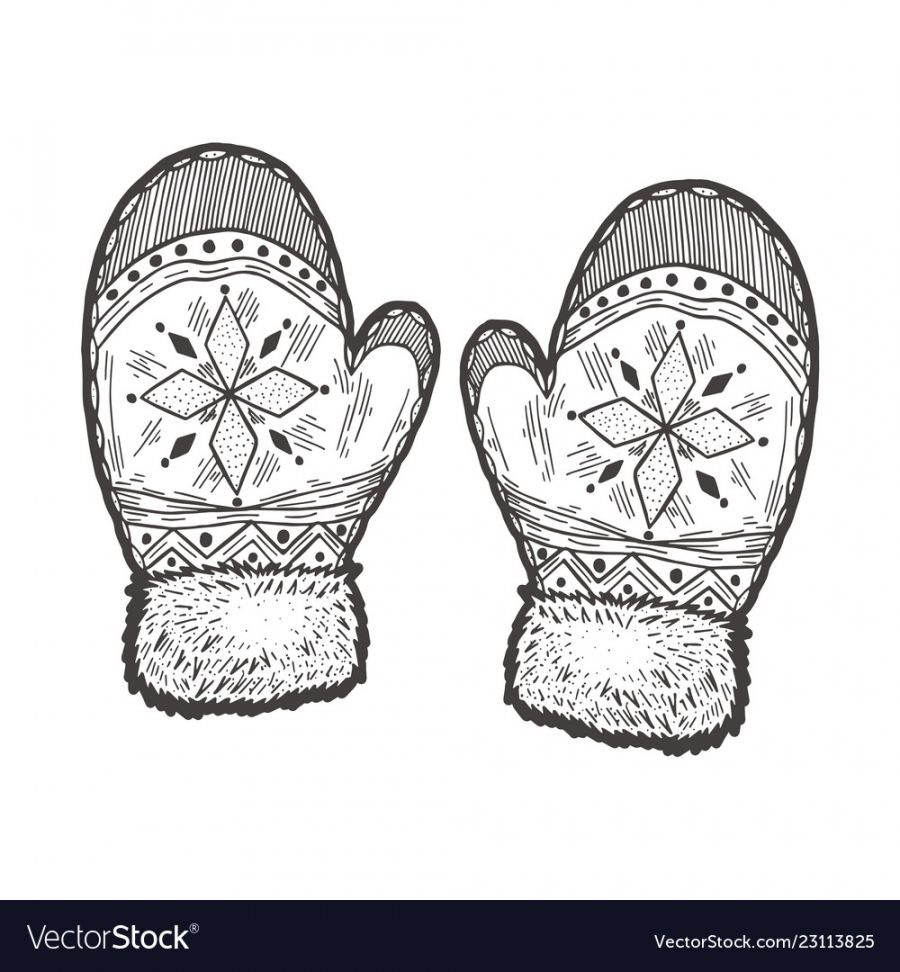 Mittens Royalty Free Vector Image - VectorStock - FREE Printables - Mittens Drawing