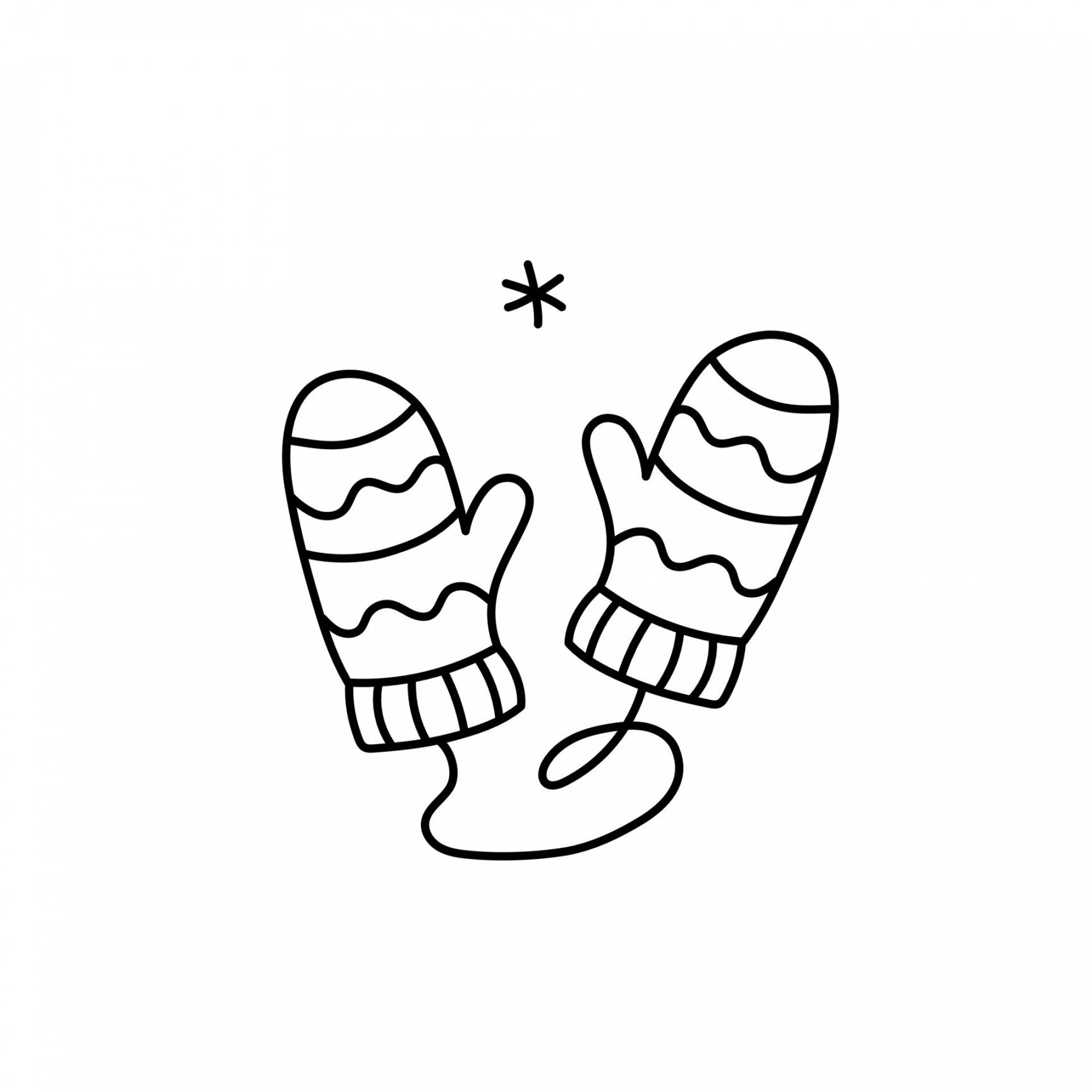 Mittens Winter Outline Doodle Icon - Mittens Outline