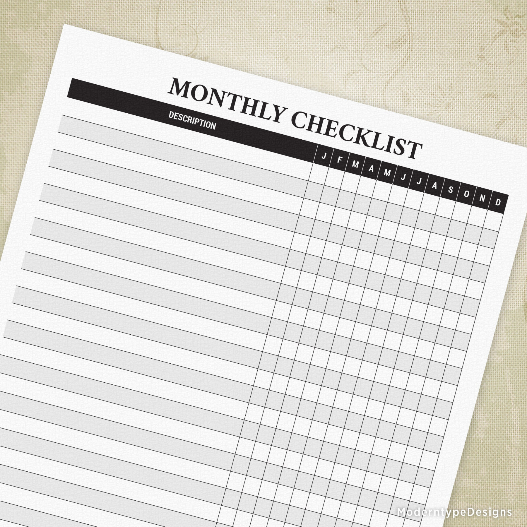 Monthly Checklist Printable - FREE Printables - Monthly Checklist