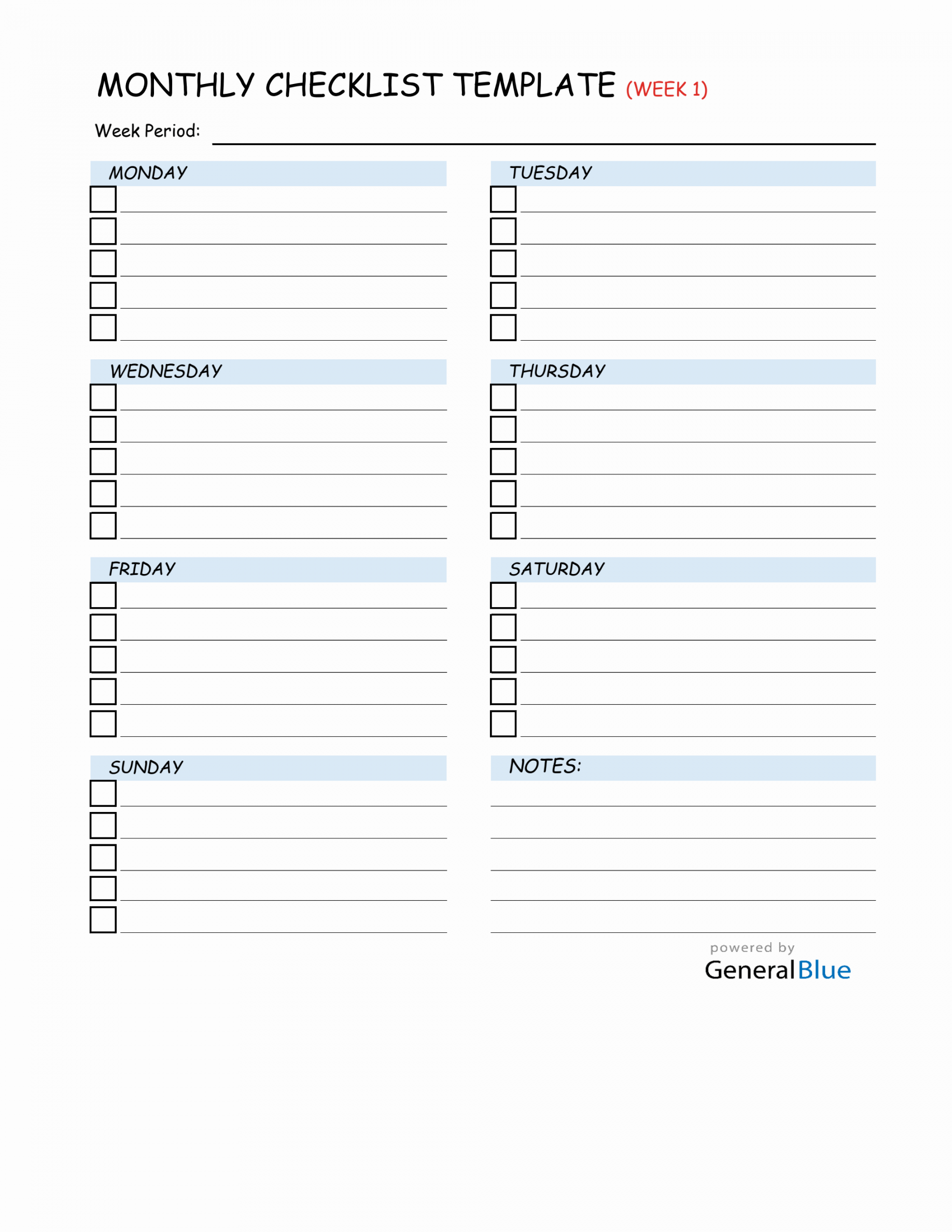 Monthly Checklist Template in Excel - FREE Printables - Monthly Checklist
