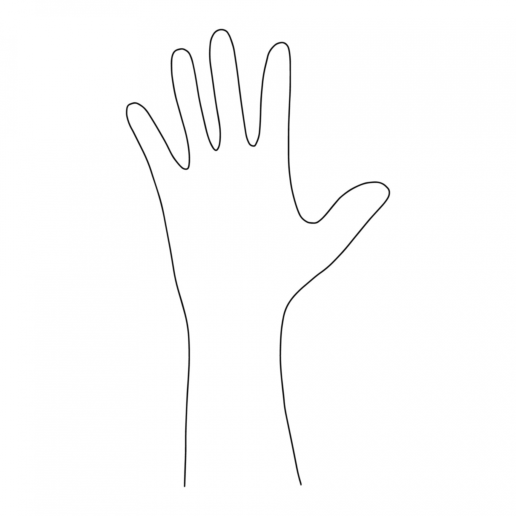 palm met open fingers.spread fingers.hand - Outline Of A Hand