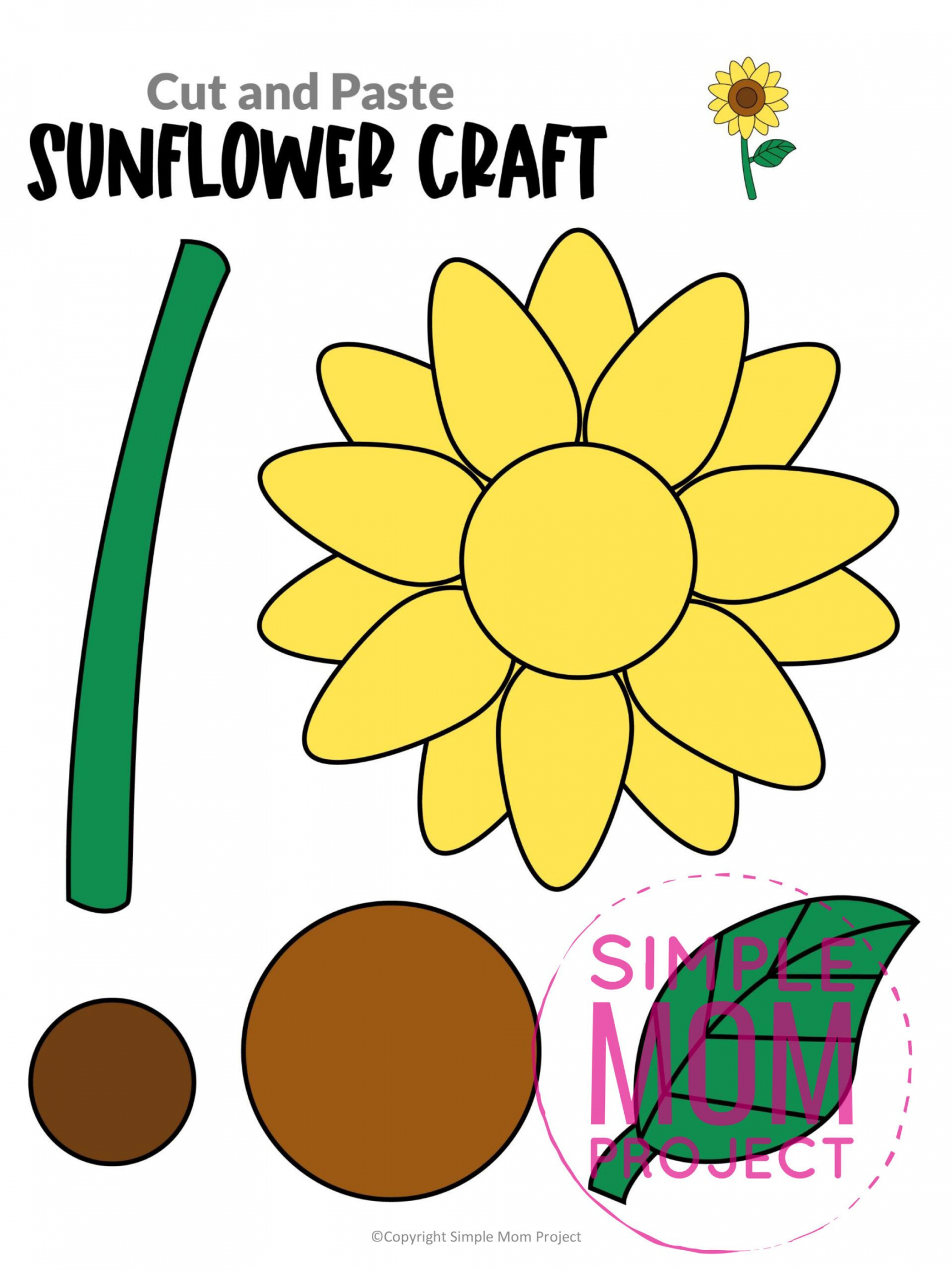 Pin on Shereen - FREE Printables - Printable Cut Out Sunflower Template