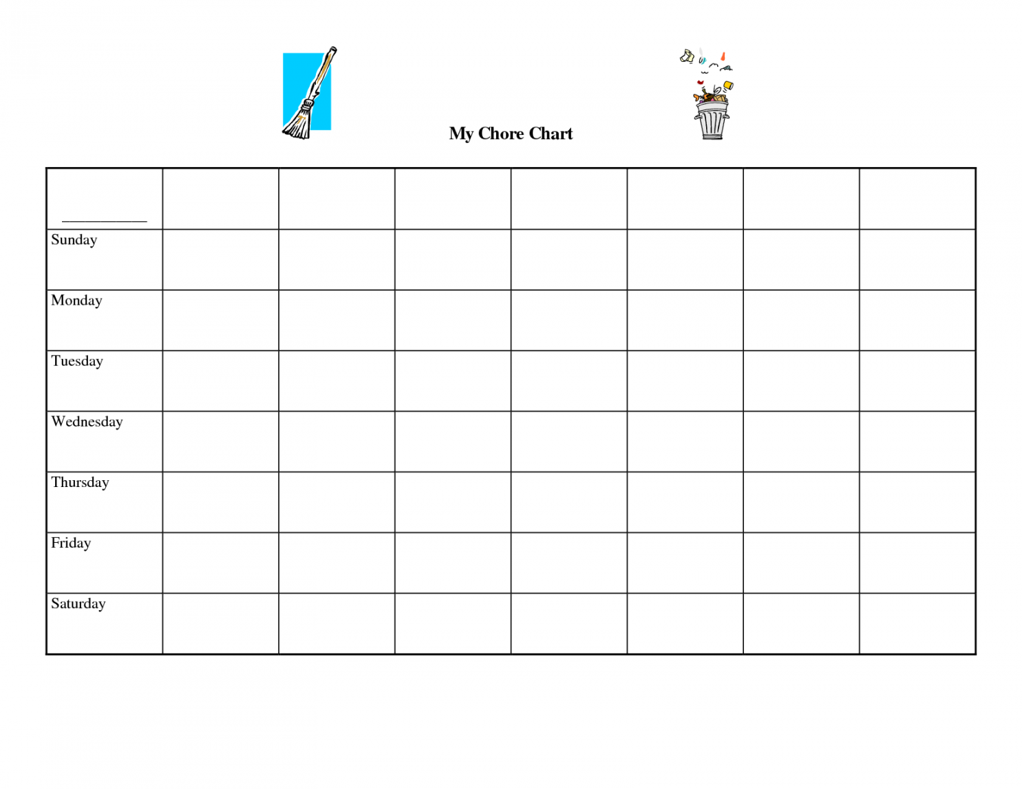 Printable Blank Chore Chart Templates  Chore chart template, Free  - FREE Printables - Printable Chart Template