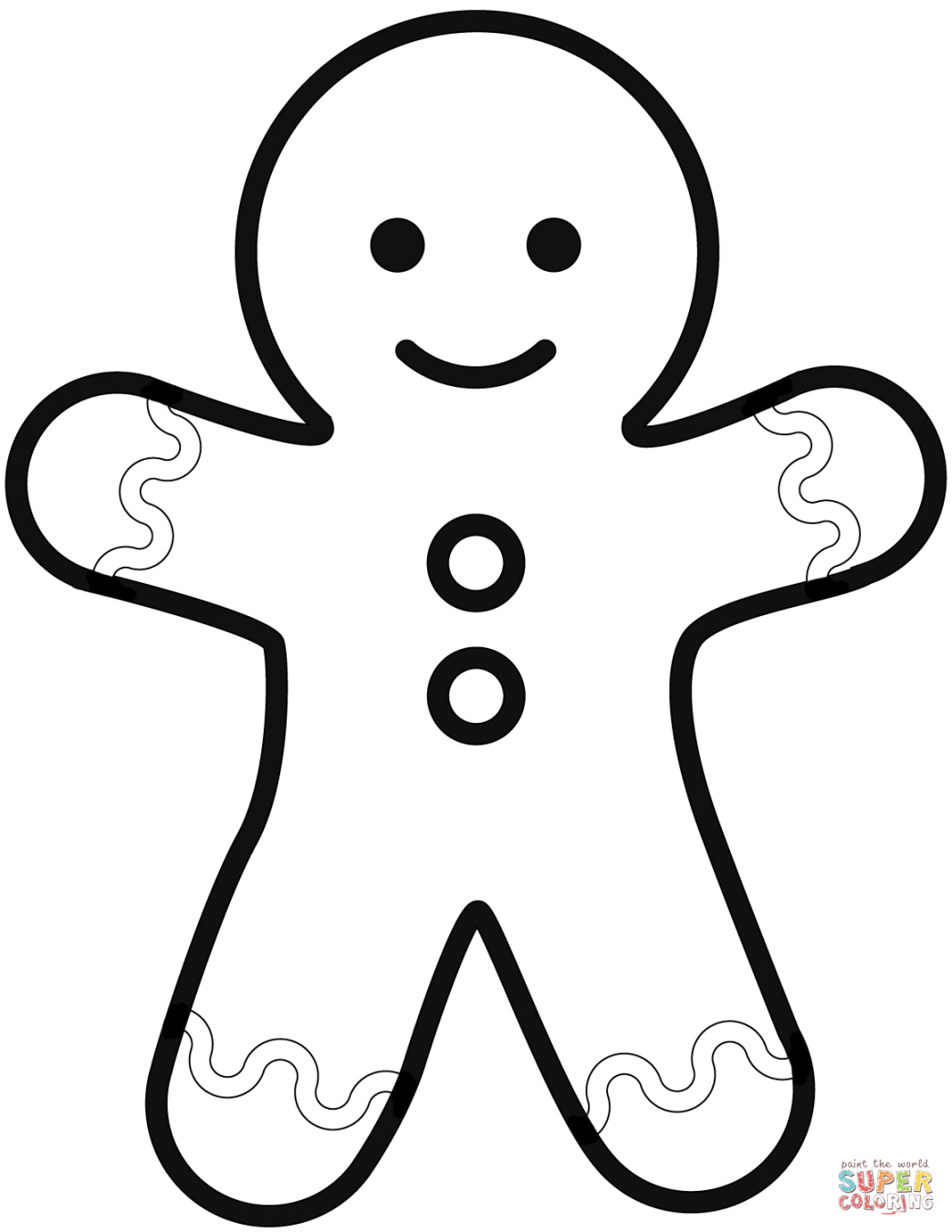 Simple Gingerbread Man coloring page  Free Printable Coloring  - FREE Printables - Gingerbread Man To Color