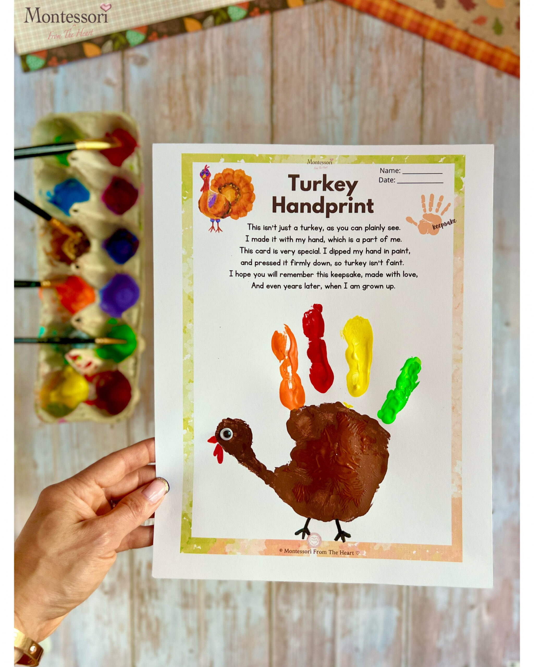 Turkey Handprint Thanksgiving Craft  Montessori From The Heart - FREE Printables - Hand Turkey Template