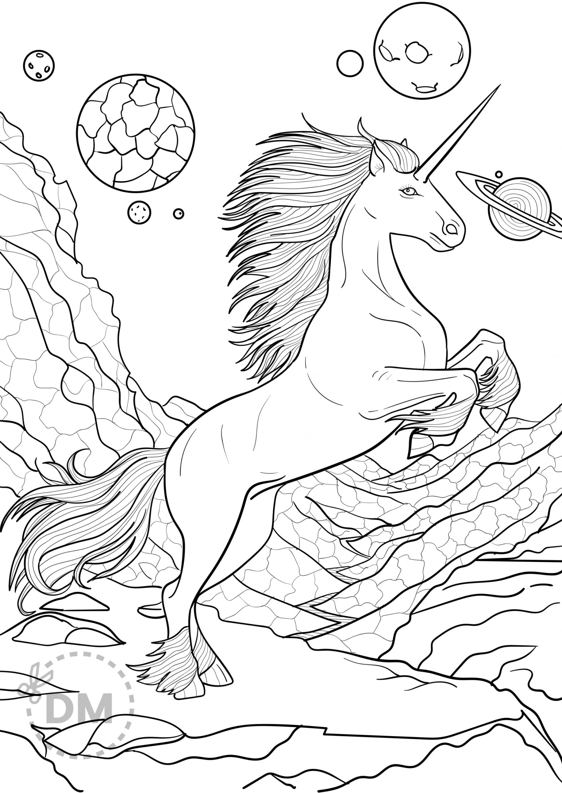 Unicorn Coloring Page for Adults  Printable Page for Download  - FREE Printables - Adult Unicorn Coloring Pages