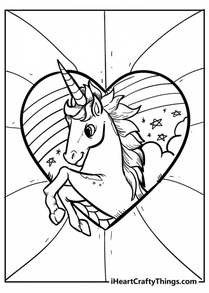 Unicorn Coloring Pages -  Magical Unique Designs () - FREE Printables - Unicorn Heart Coloring Pages