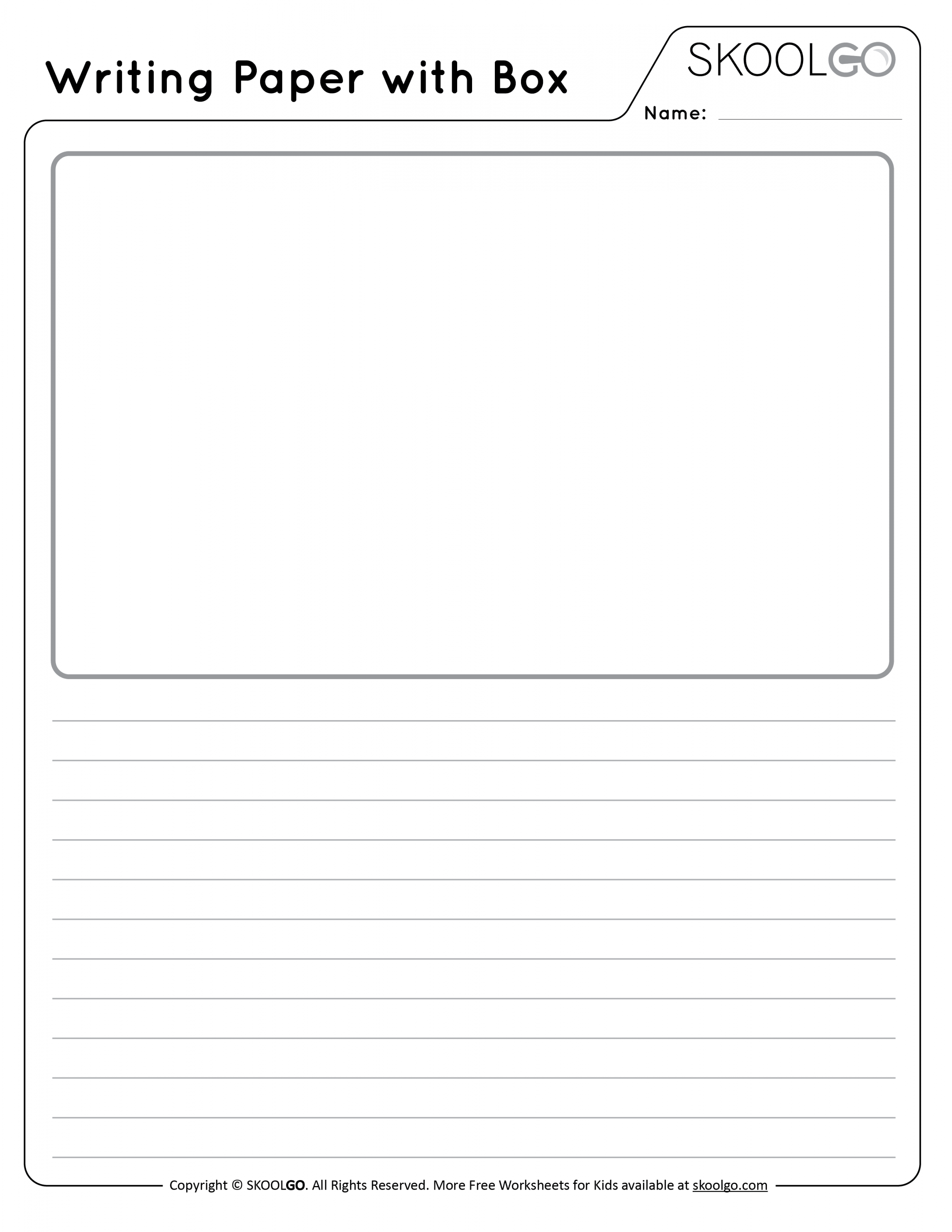 Writing Paper with Picture Box - Free Worksheet for Kids - FREE Printables - Lined Paper With Picture Box