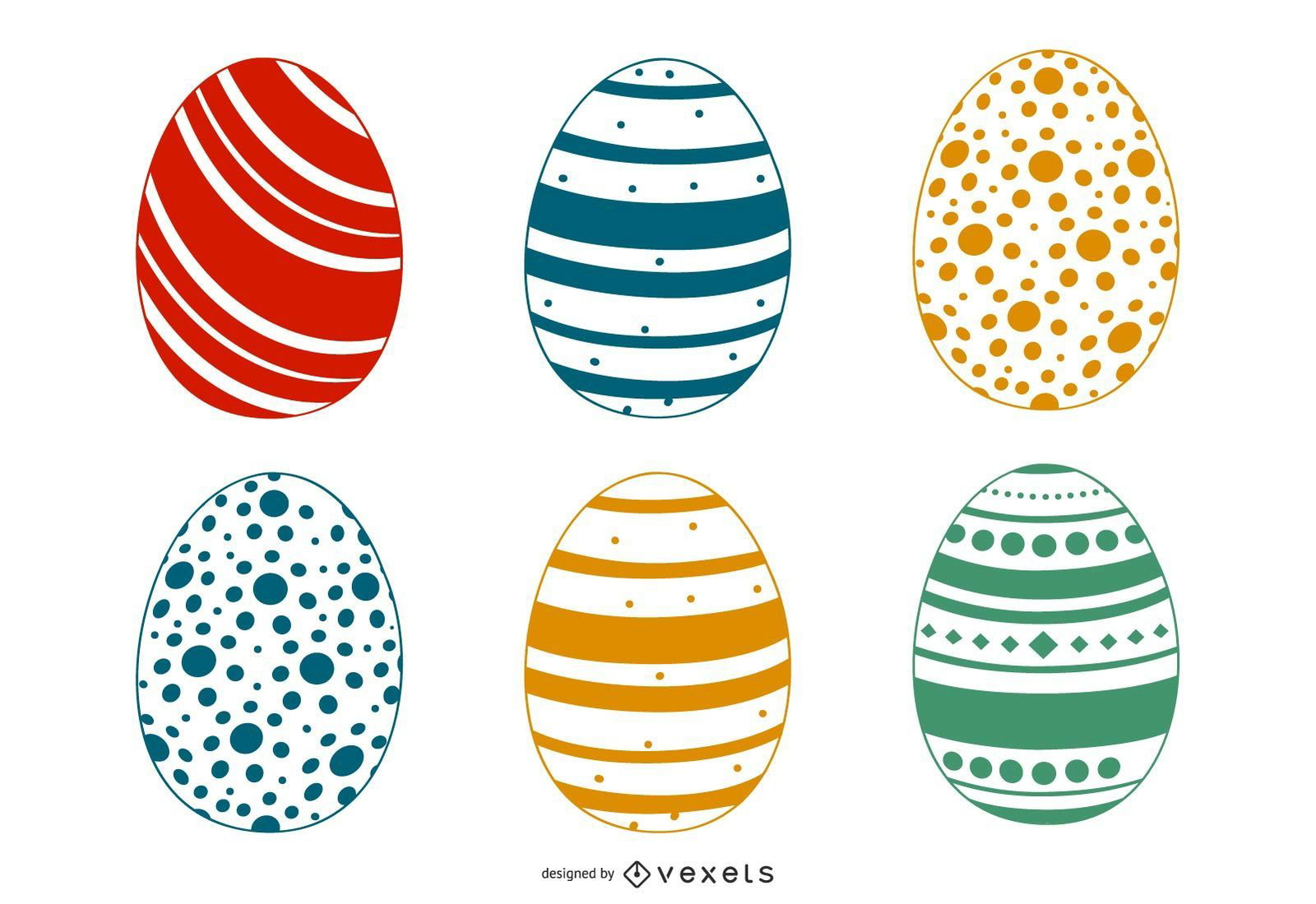 Decorated Colorful Easter Egg Set Vector Download within Printable Colorful Easter Eggs
