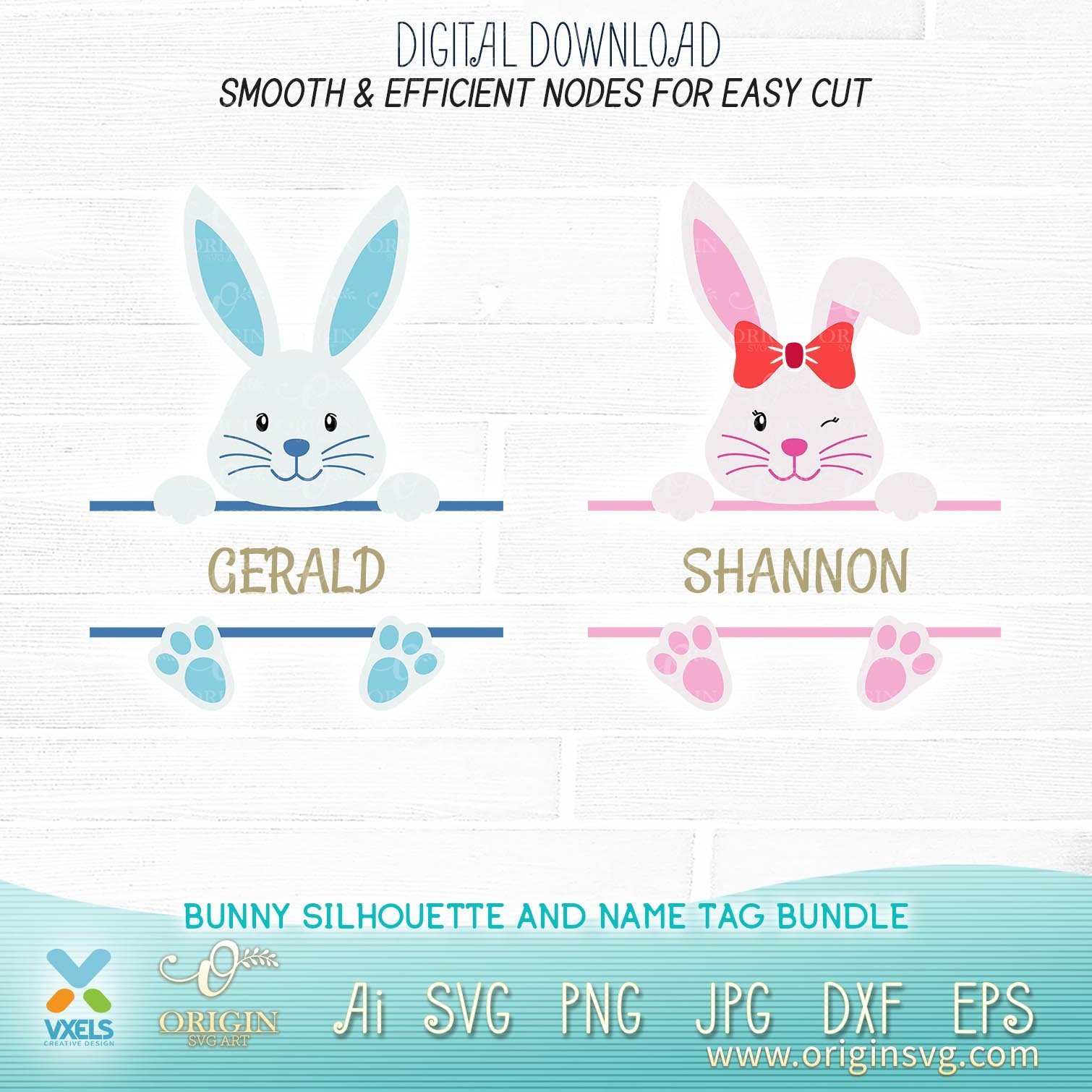 Easter Bunnies Svg Bundle Baby Bunny Silhouette Name Tag | Decorative Egg Cut Cricut File intended for Printable Easter Bunny Name Tags