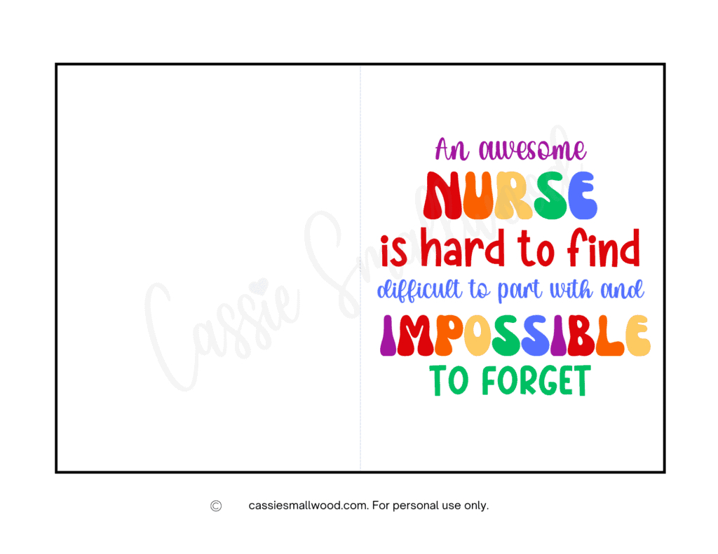 10 Cute Nurse Thank You Cards (Free Printable) - Cassie Smallwood in Free Printable Happy Nurses Day Cards