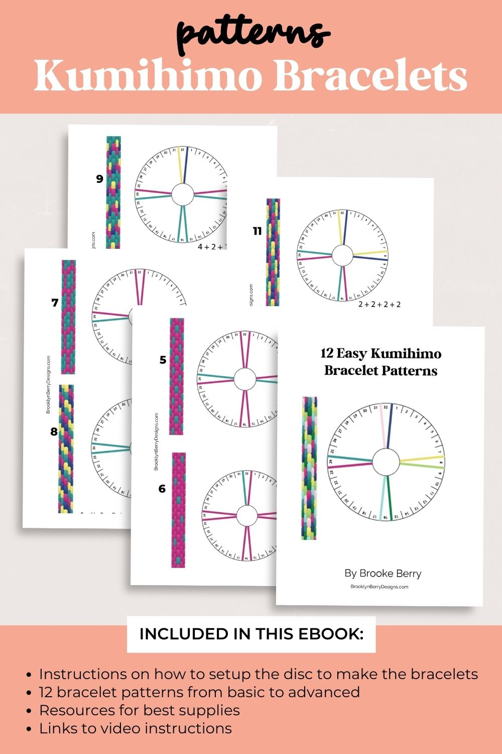 12 Easy Kumihimo Bracelet Patterns – Ebook with regard to Free Printable Kumihimo Patterns