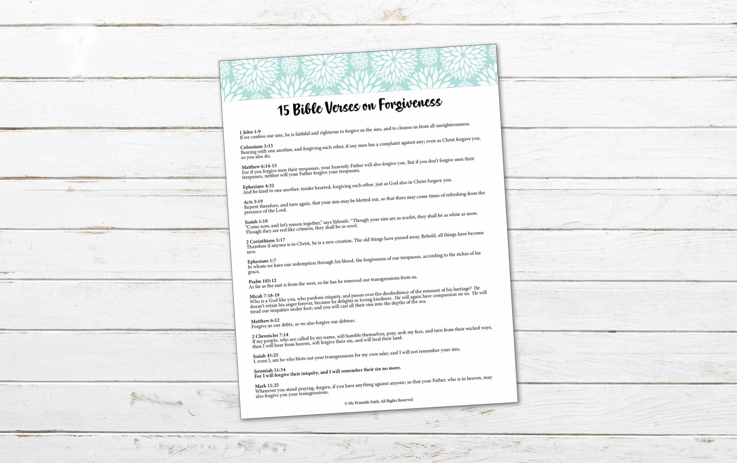15 Bible Verses On Forgiveness - My Printable Faith pertaining to Free Printable Bible Study On Forgiveness