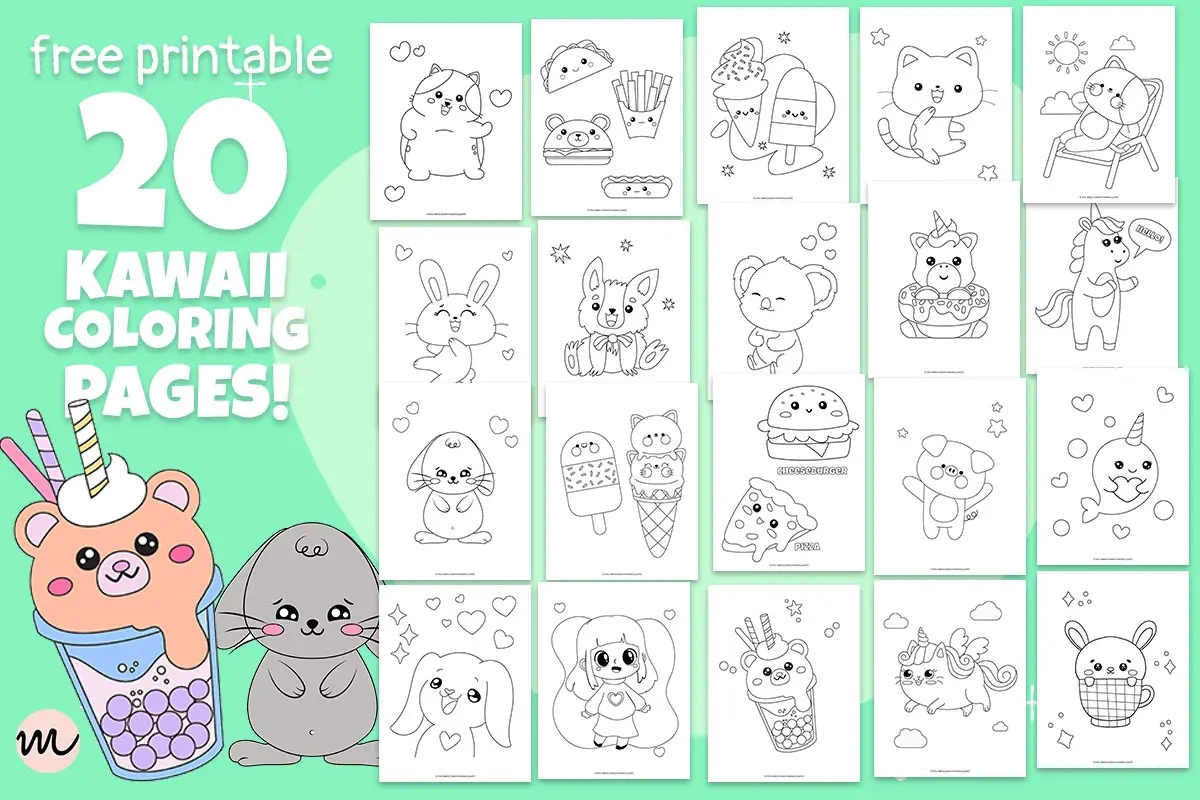 20 Cute Kawaii Coloring Pages Free Printable | Mrs. Merry regarding Free Kawaii Printables