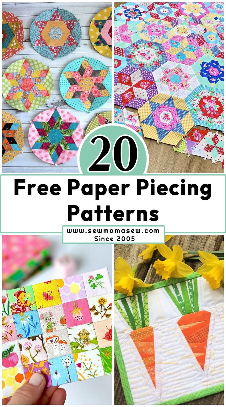 20 Free Paper Piecing Patterns (Epp And Fpp Patterns) - Sew Mama Sew for Free Printable Flower Paper Piecing Patterns For Quilting