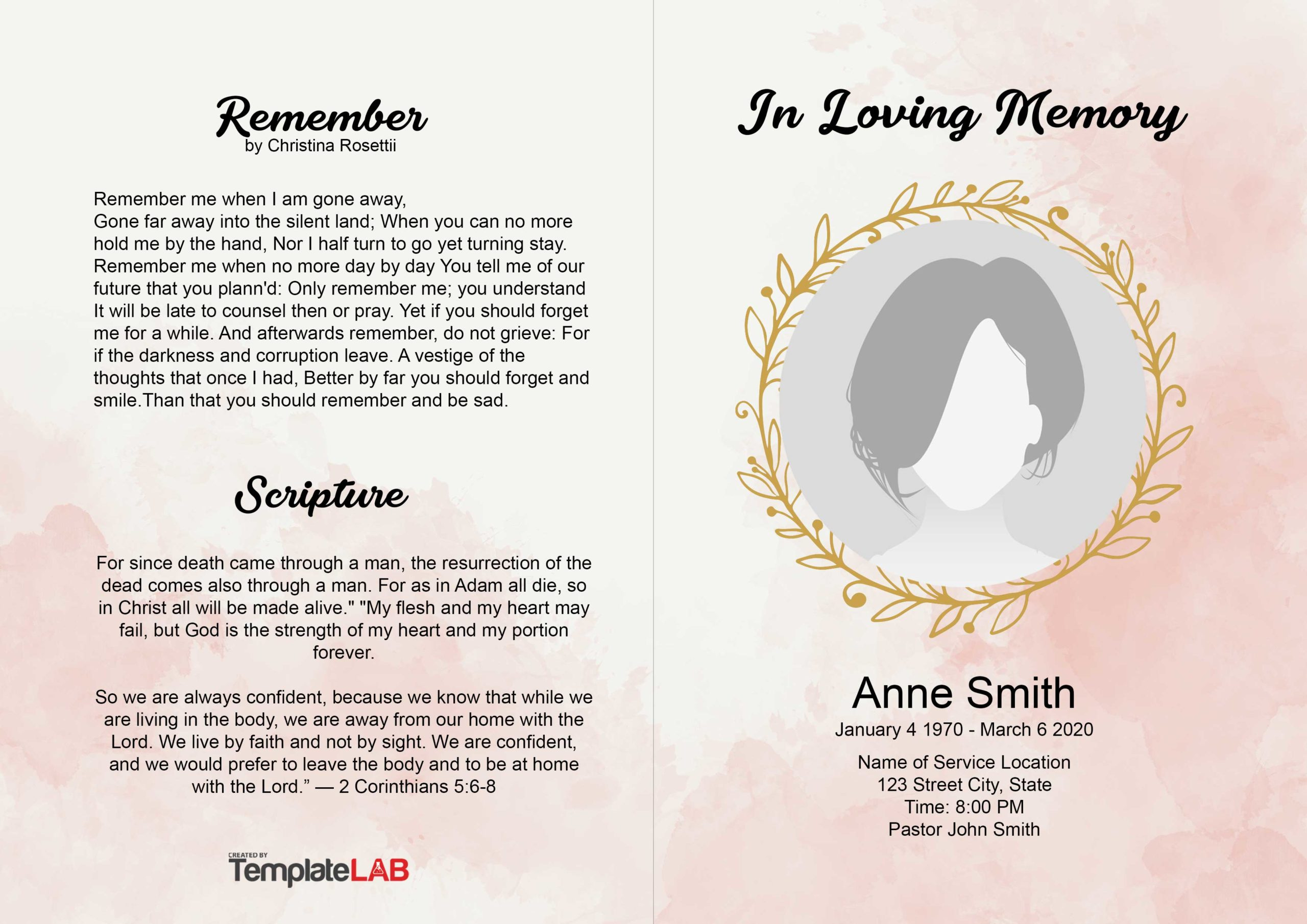 22 Free Funeral Program Templates (Word, Photoshop, Powerpoint) intended for Free Funeral Mass Booklet Template
