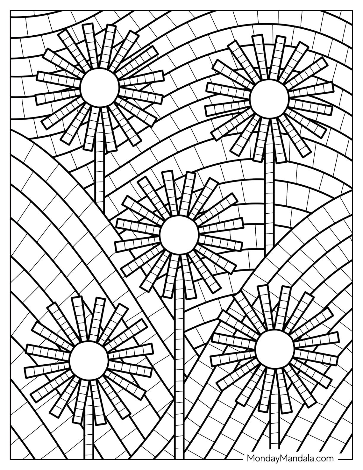 22 Mosaic Coloring Pages (Free Pdf Printables) for Printable Flower Mosaic Patterns