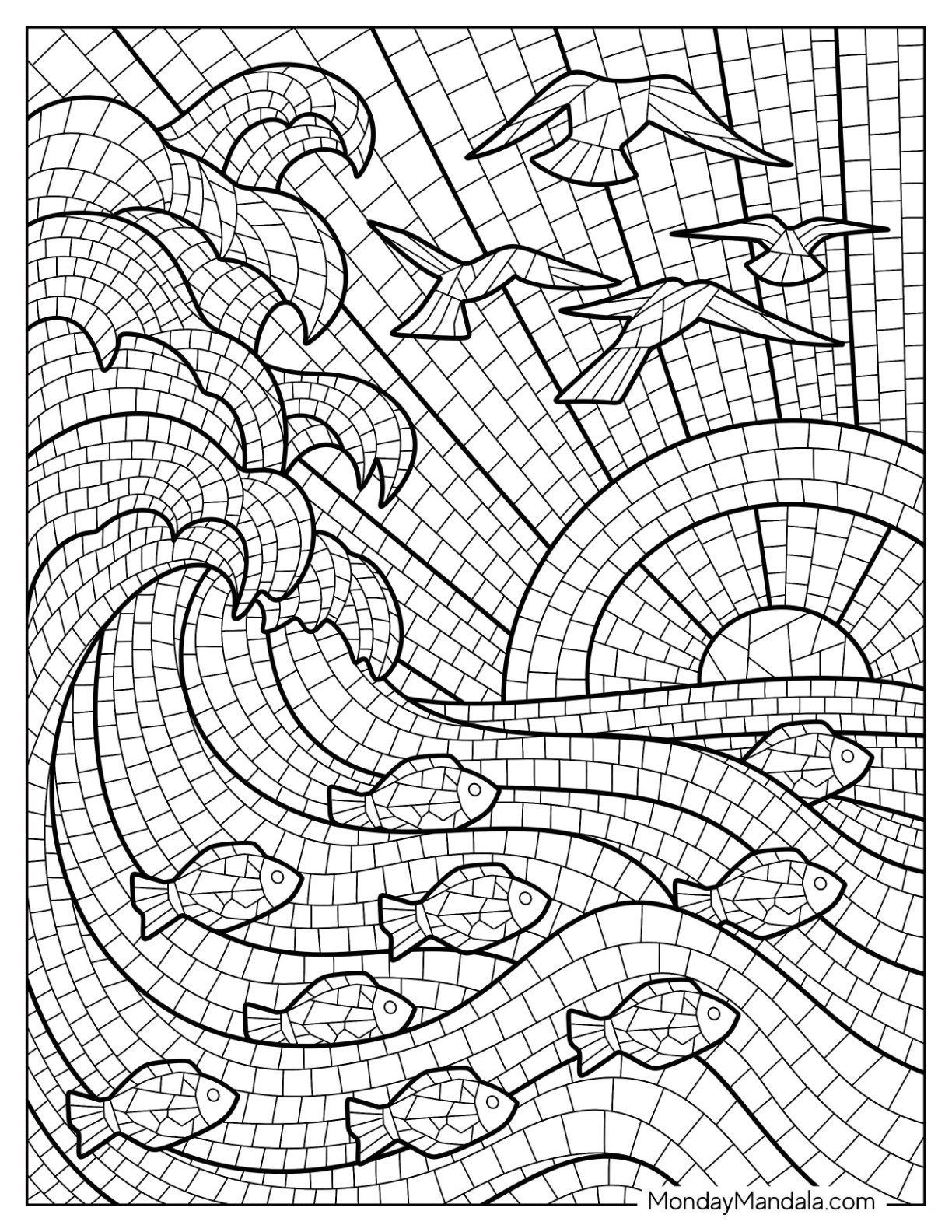 22 Mosaic Coloring Pages (Free Pdf Printables) regarding Paper Mosaic Patterns Printable