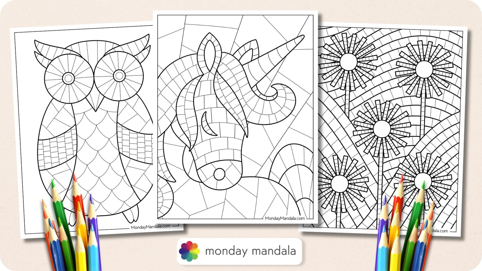 22 Mosaic Coloring Pages (Free Pdf Printables) with Free Printable Mosaic Patterns