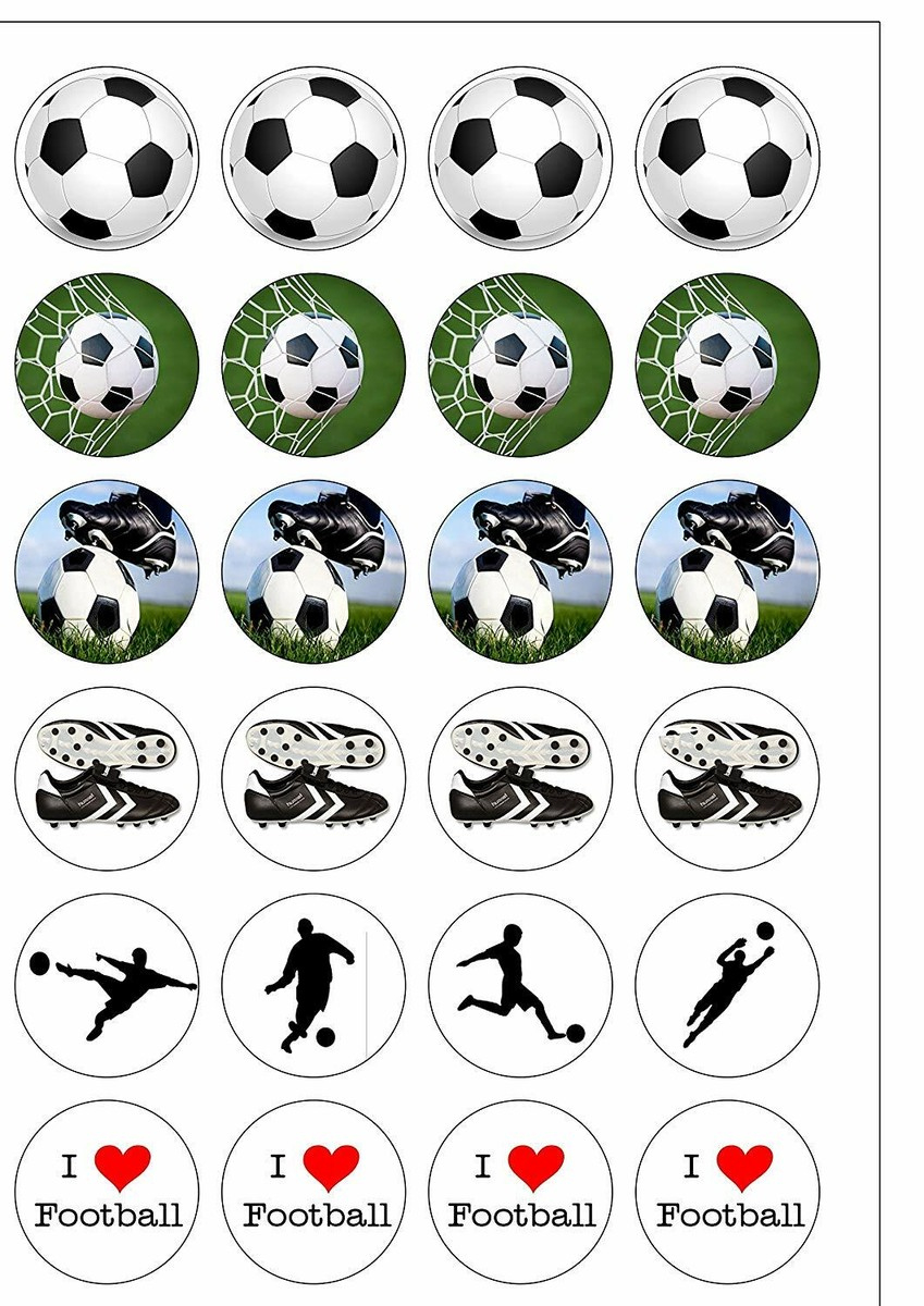24 Precut I Love Football Round Edible Wafer Paper Cupcake Cake with Free Printable Football Cupcake Toppers