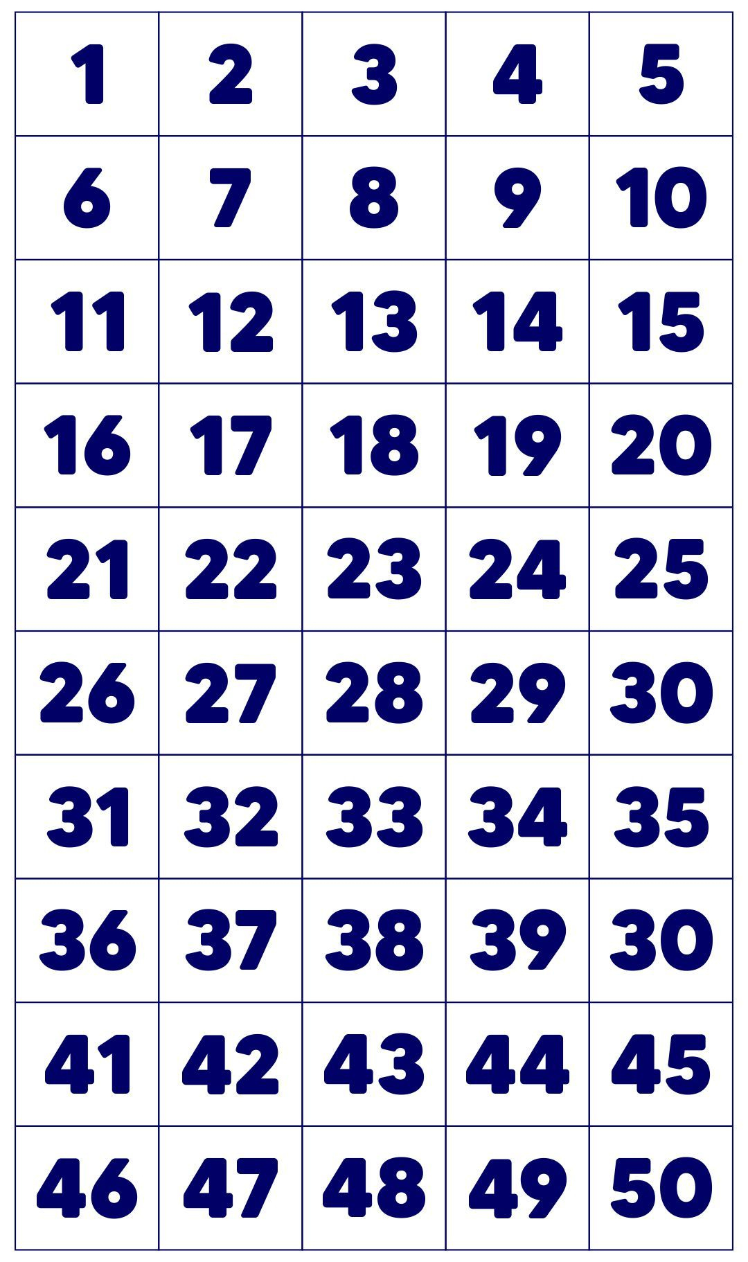 31 1St Grade Math Ideas | Printable Numbers, Numbers Kindergarten throughout Free Large Printable Numbers 1 50