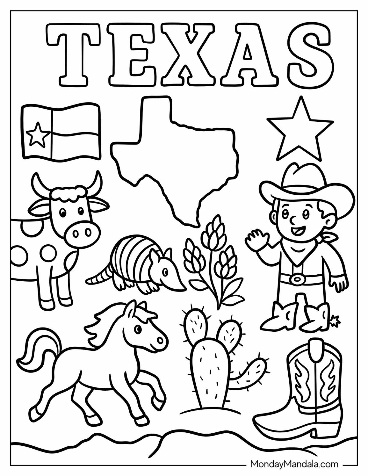 33 Texas Coloring Pages (Free Pdf Printables) in Free Small Printable Patterns Of Texas
