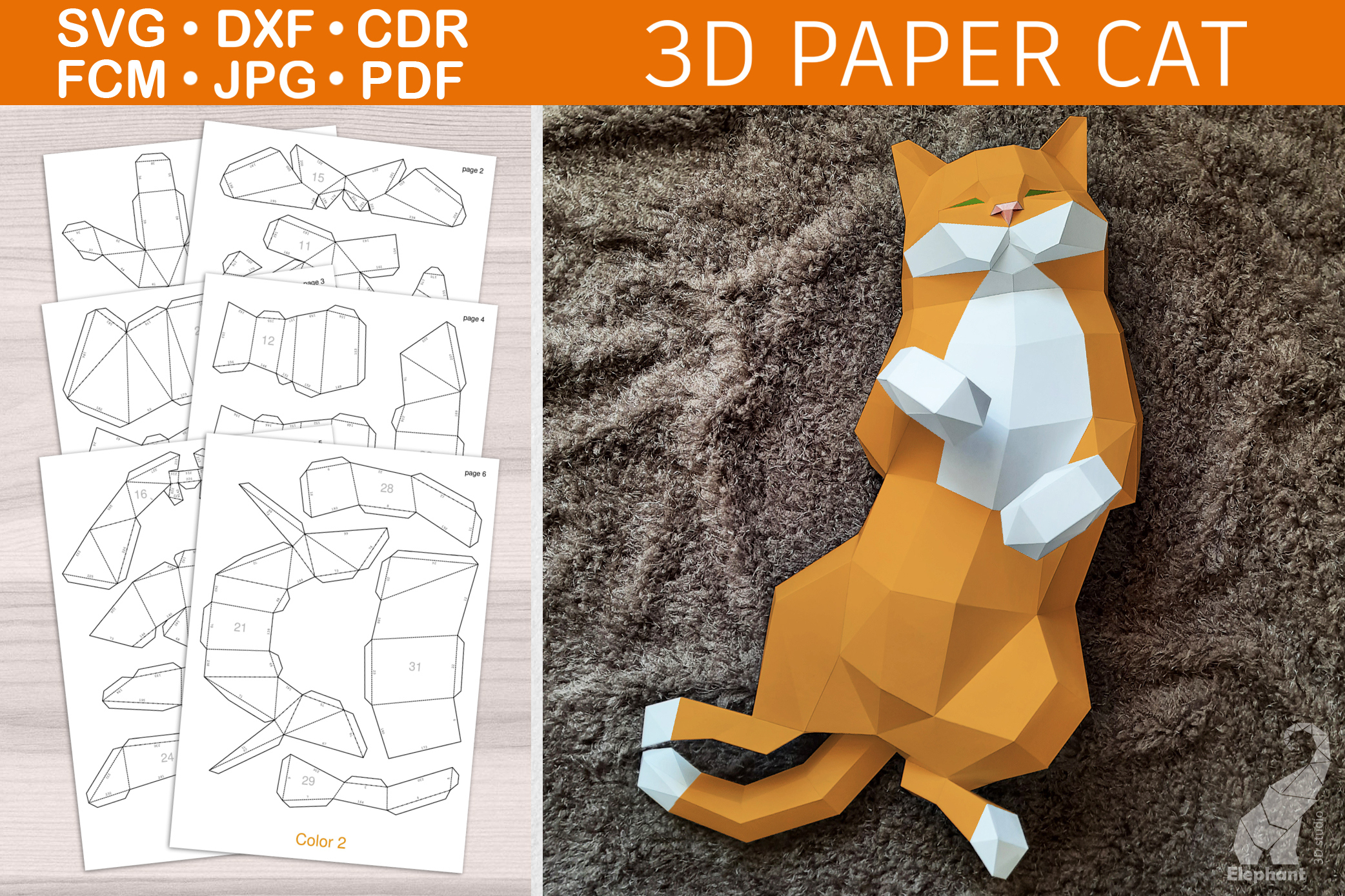 3D Papercraft Cat Template :: Behance throughout Free Low Poly Papercraft Templates