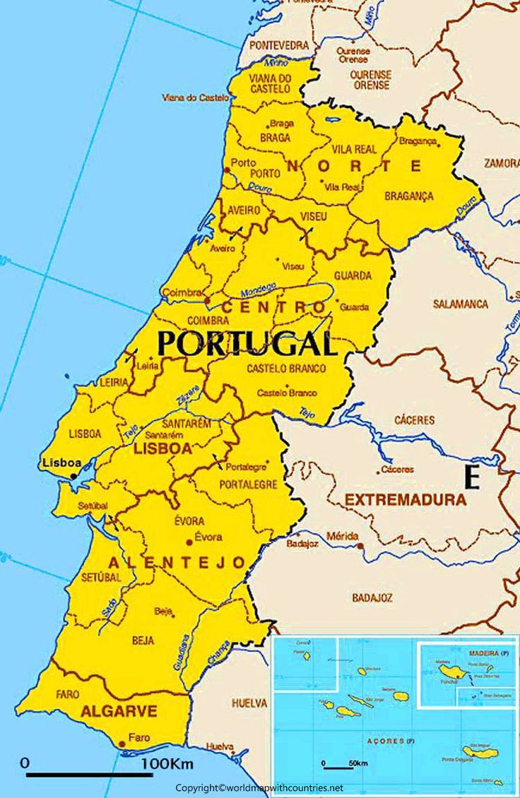 4 Free Printable Labeled And Blank Map Of Portugal With Cities In Pdf pertaining to Free Printable Map Of Portugal
