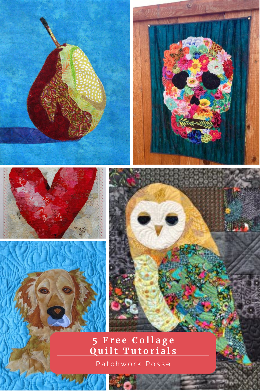 5 Fabric Collage Quilts - Free Patterns - Patchwork Posse for Printable Free Collage Quilt Patterns