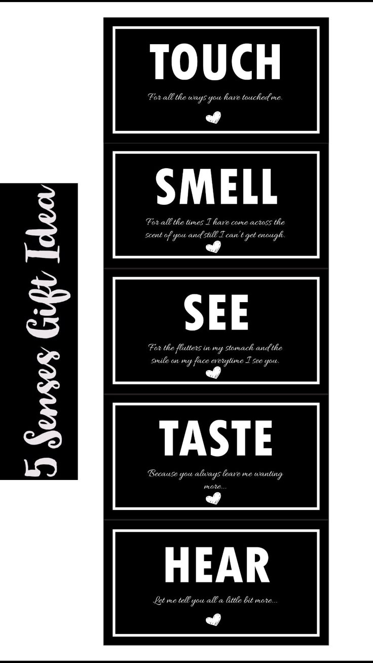 5 Senses Gift Idea Gift Tags For Him For Anniversary, Birthday pertaining to 5 Senses Gift Tags Free Printable