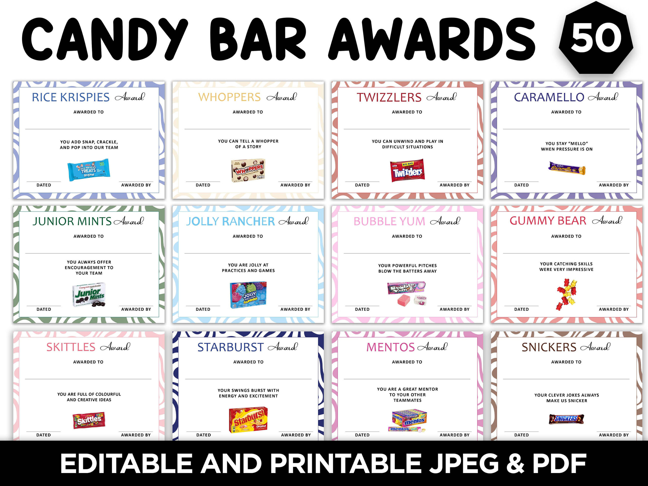 50 Candy Bar Award Certificates - Candy Bar Award Certificates regarding Free Candy Bar Awards Printables